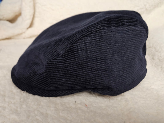 Navy Corduroy Flat Cap
