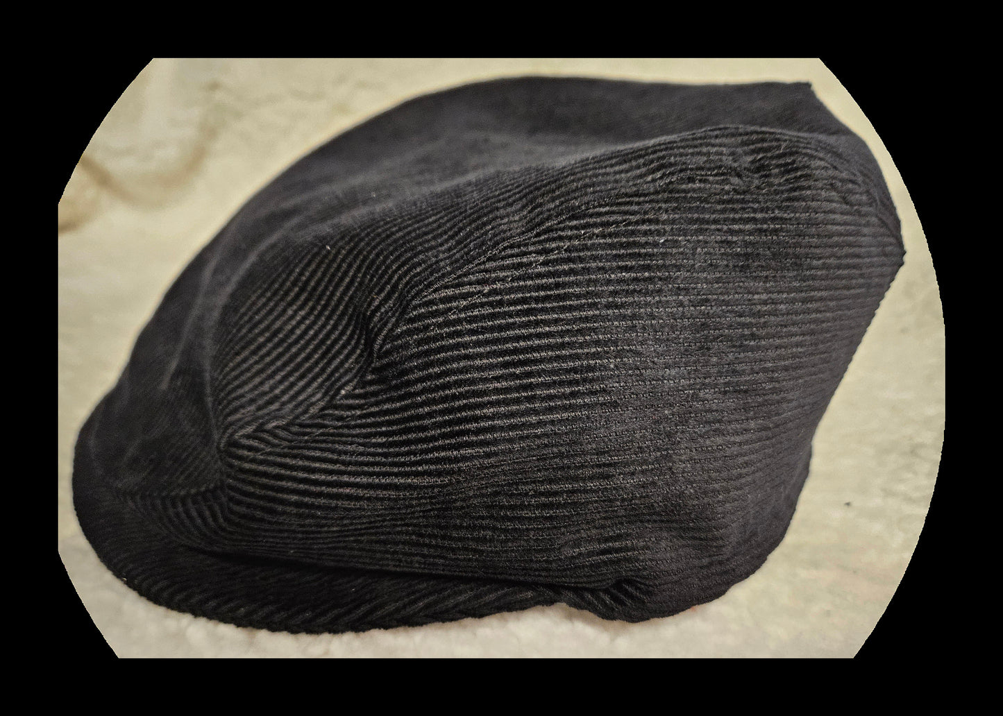 Black Corduroy Flat Cap