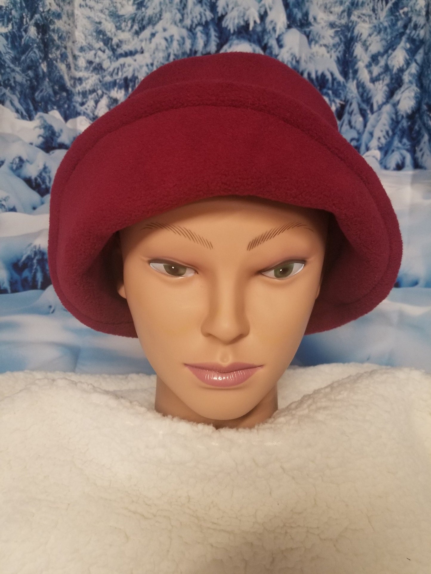 Wine Anti Pill Fleece Winter Flapper Hat