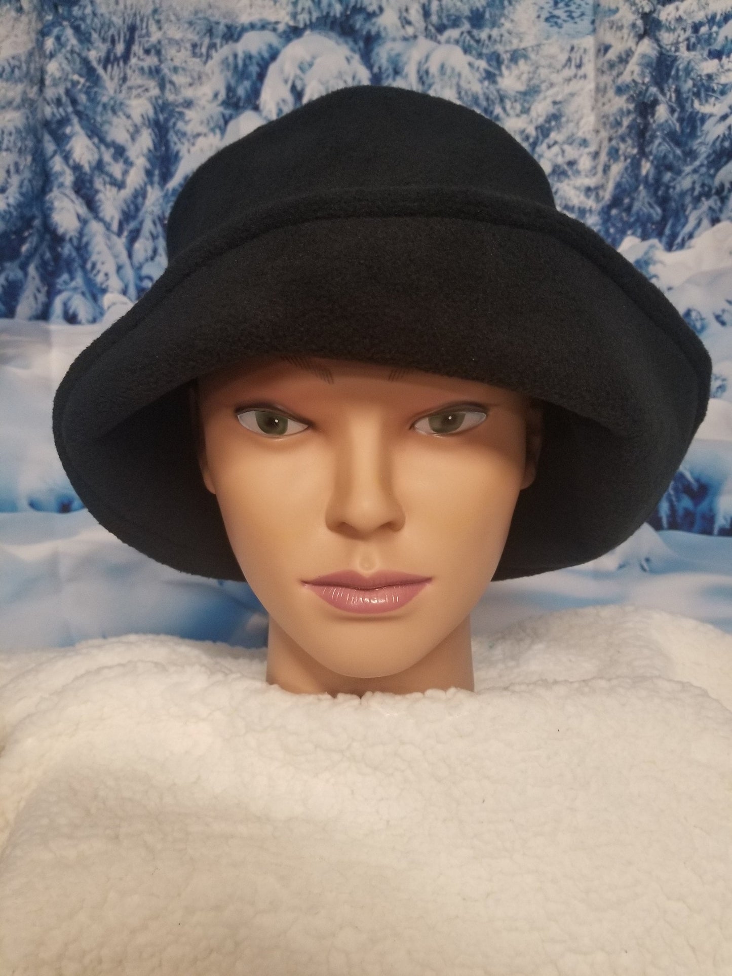 Black Anti Pill Fleece Winter Flapper Hat