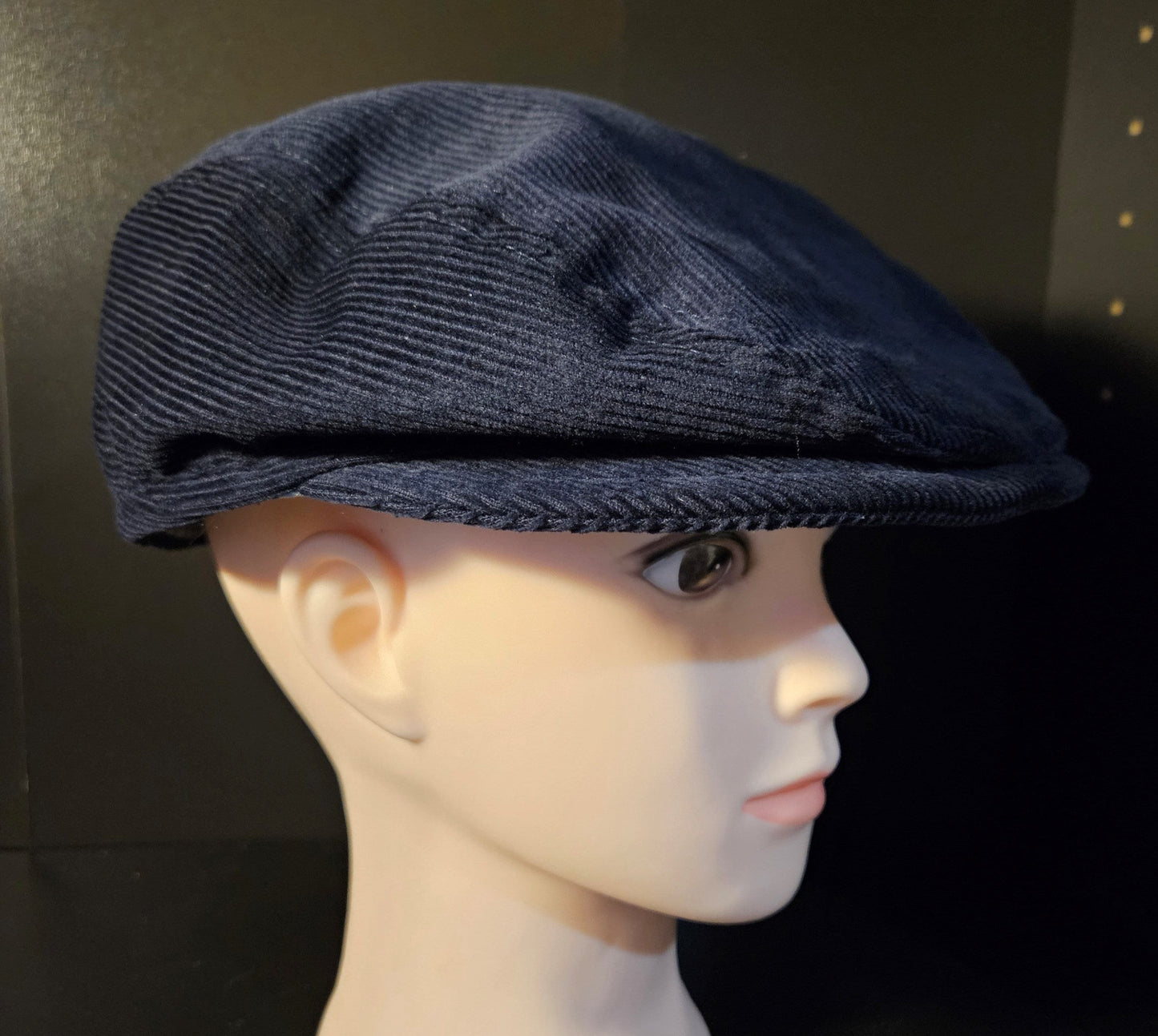 Navy Corduroy Flat Cap