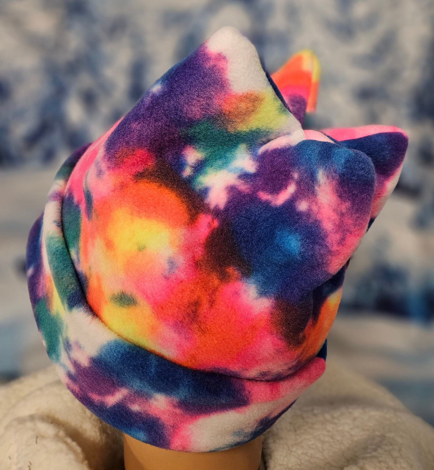 Rainbow Tie Dye Print 4 Point Fleece Winter Retro Hat