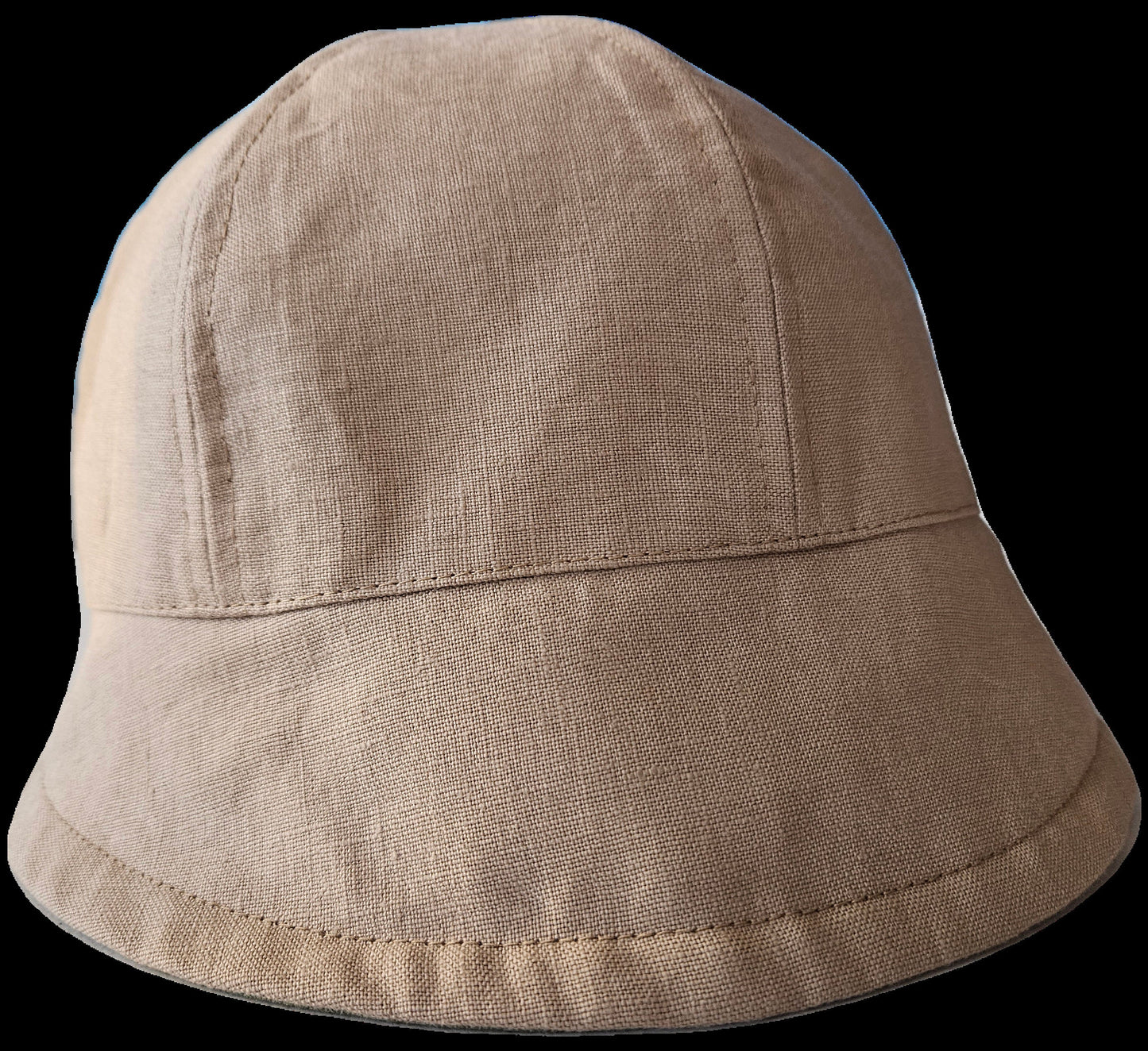 Linen Fashion Cloche with Tan Linen and Olive Green Linen Reversible Summer Hat