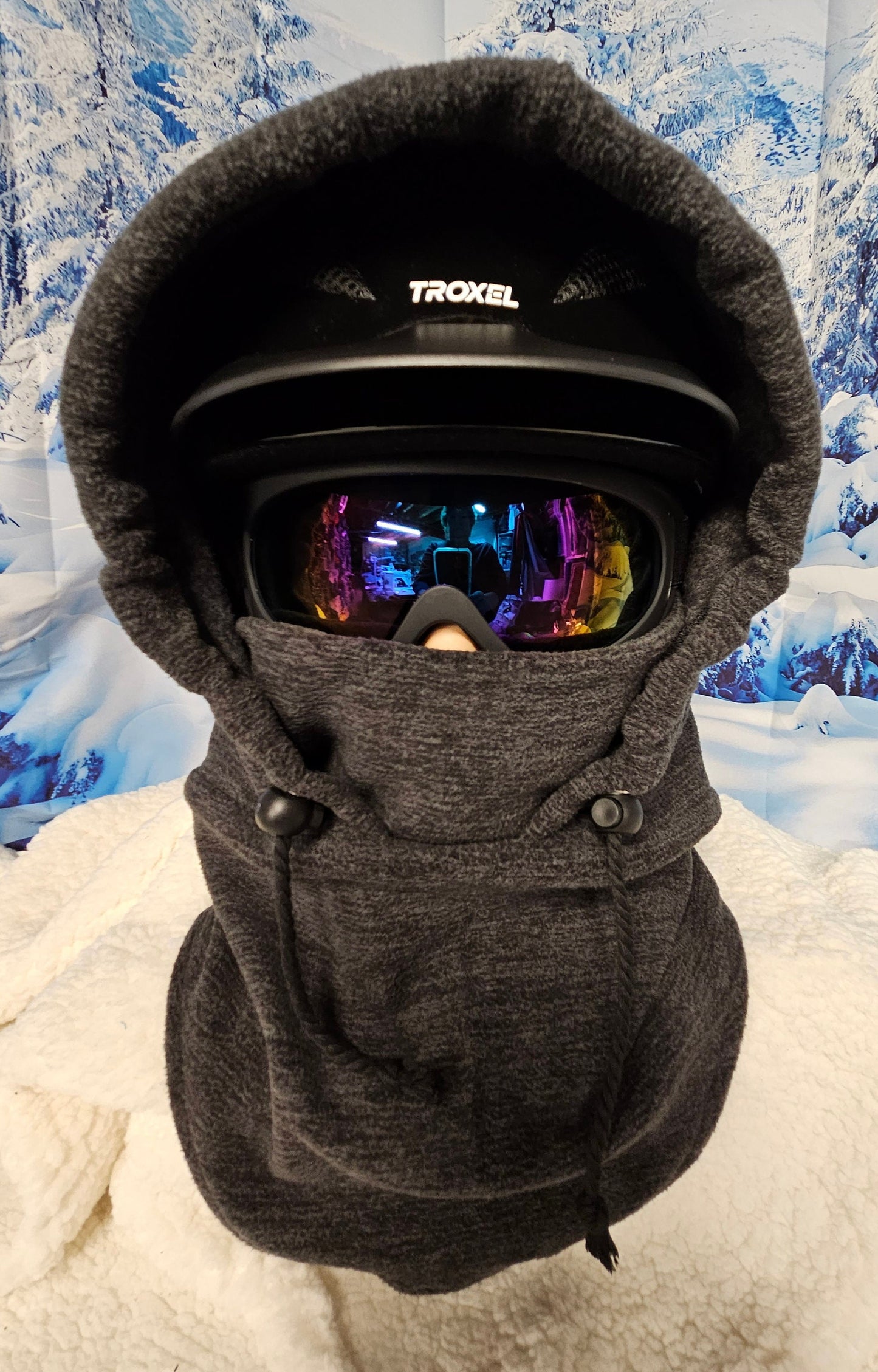 Dark Gray, Charcoal Gray Anti Pill Fleece Large Ski Helmet Cover