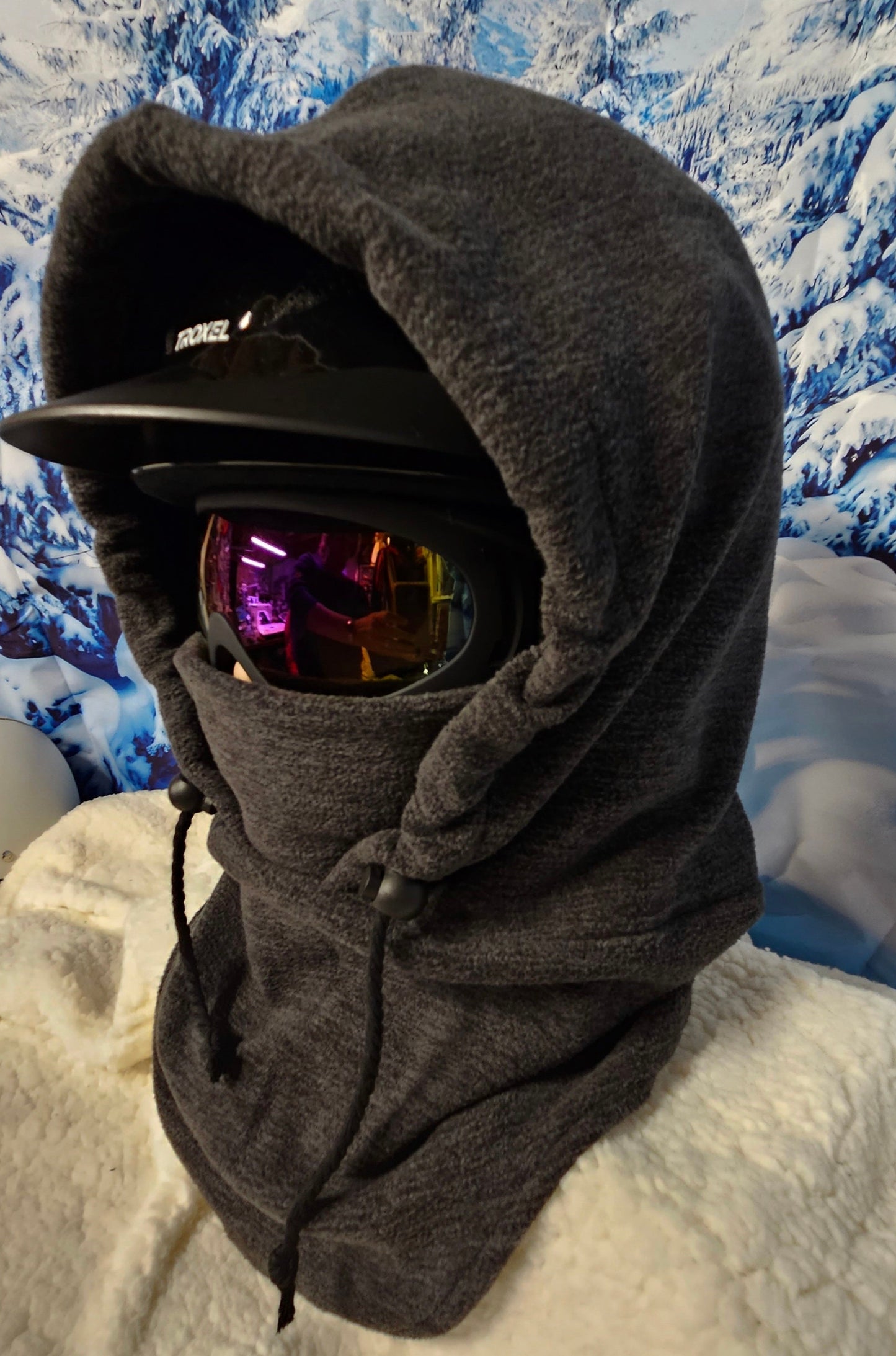 Dark Gray, Charcoal Gray Anti Pill Fleece Large Ski Helmet Cover