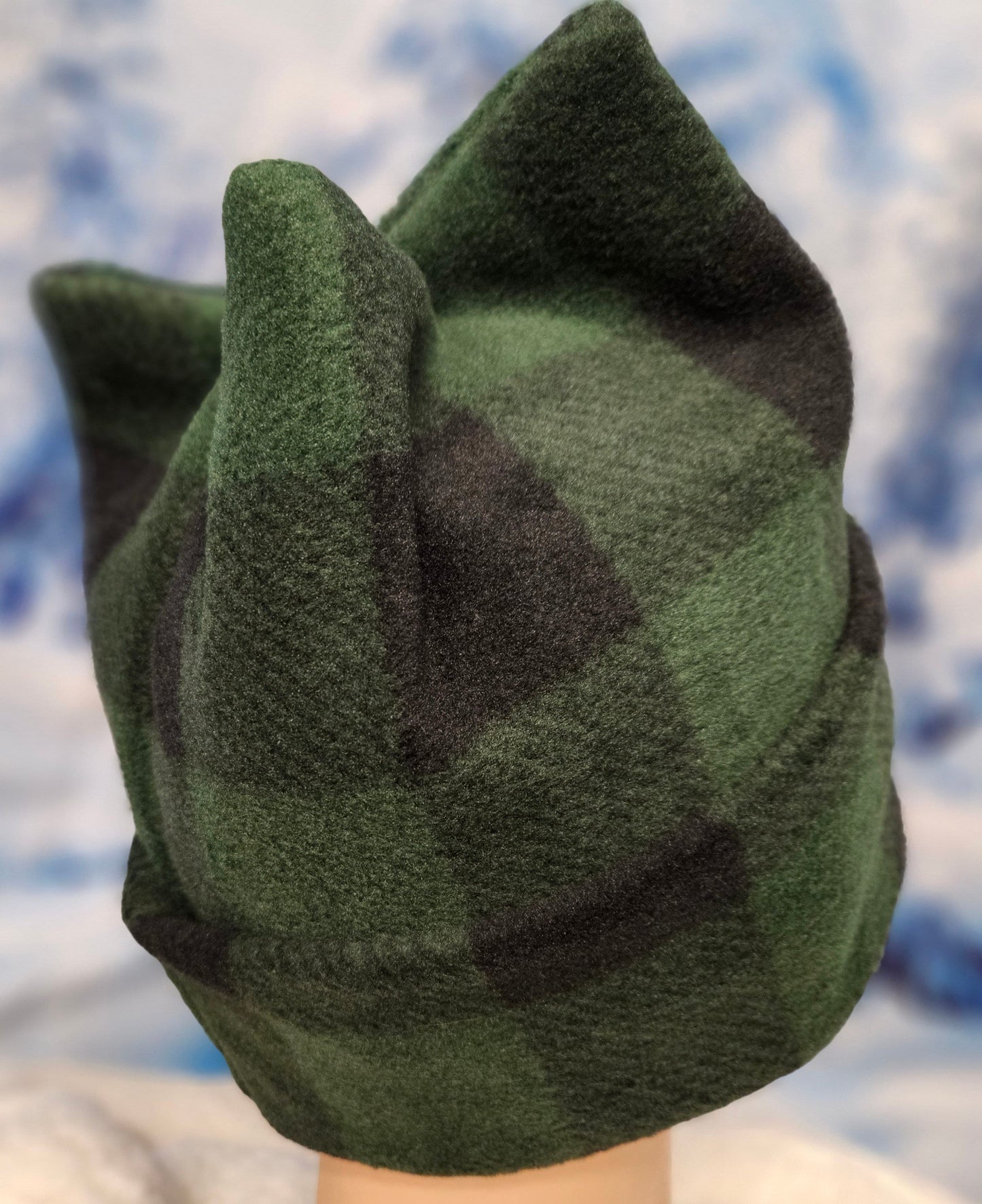 Green and Black Buffalo Check Print 4 Point Fleece Winter Retro Hat