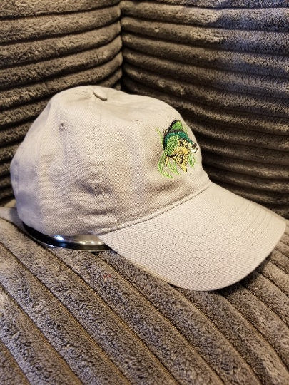 Embroidered Fish Baseball Cap with Velcro Closure, Bass Embroidered Cap, High Quality Cap, Gifts for Dad, Gifts for Him