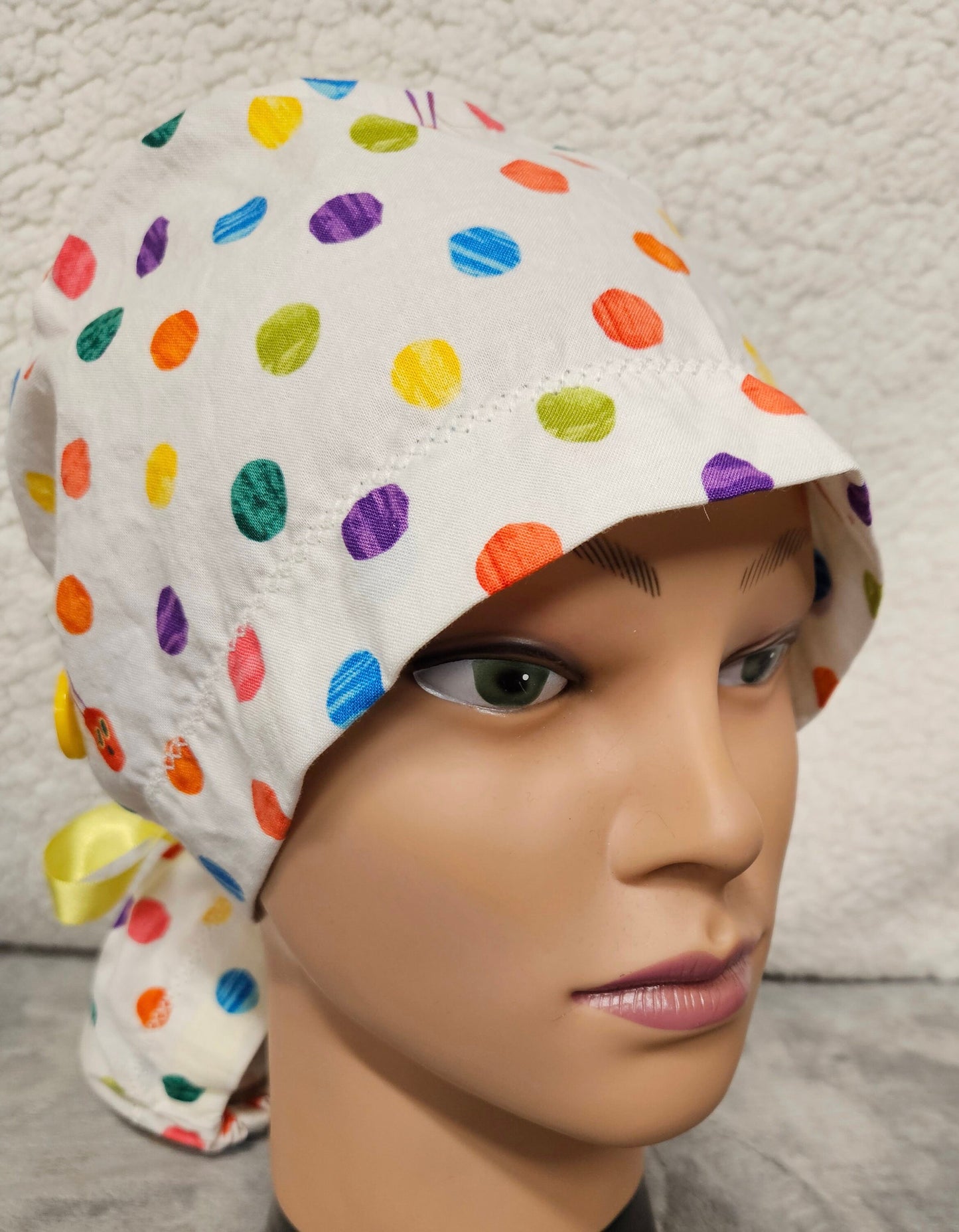 Marbles on White Background Ponytail Pouch Scrub Cap Extra Volume Hair Size