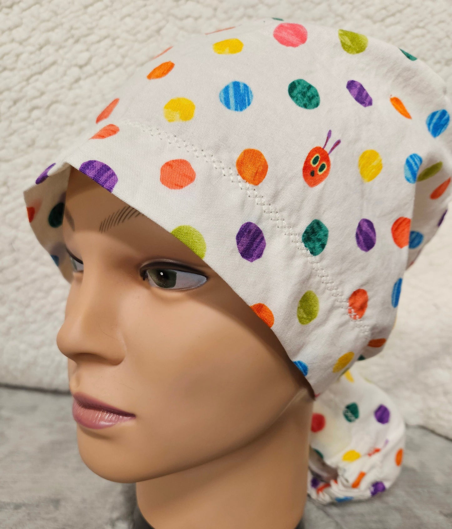 Marbles on White Background Ponytail Pouch Scrub Cap Extra Volume Hair Size