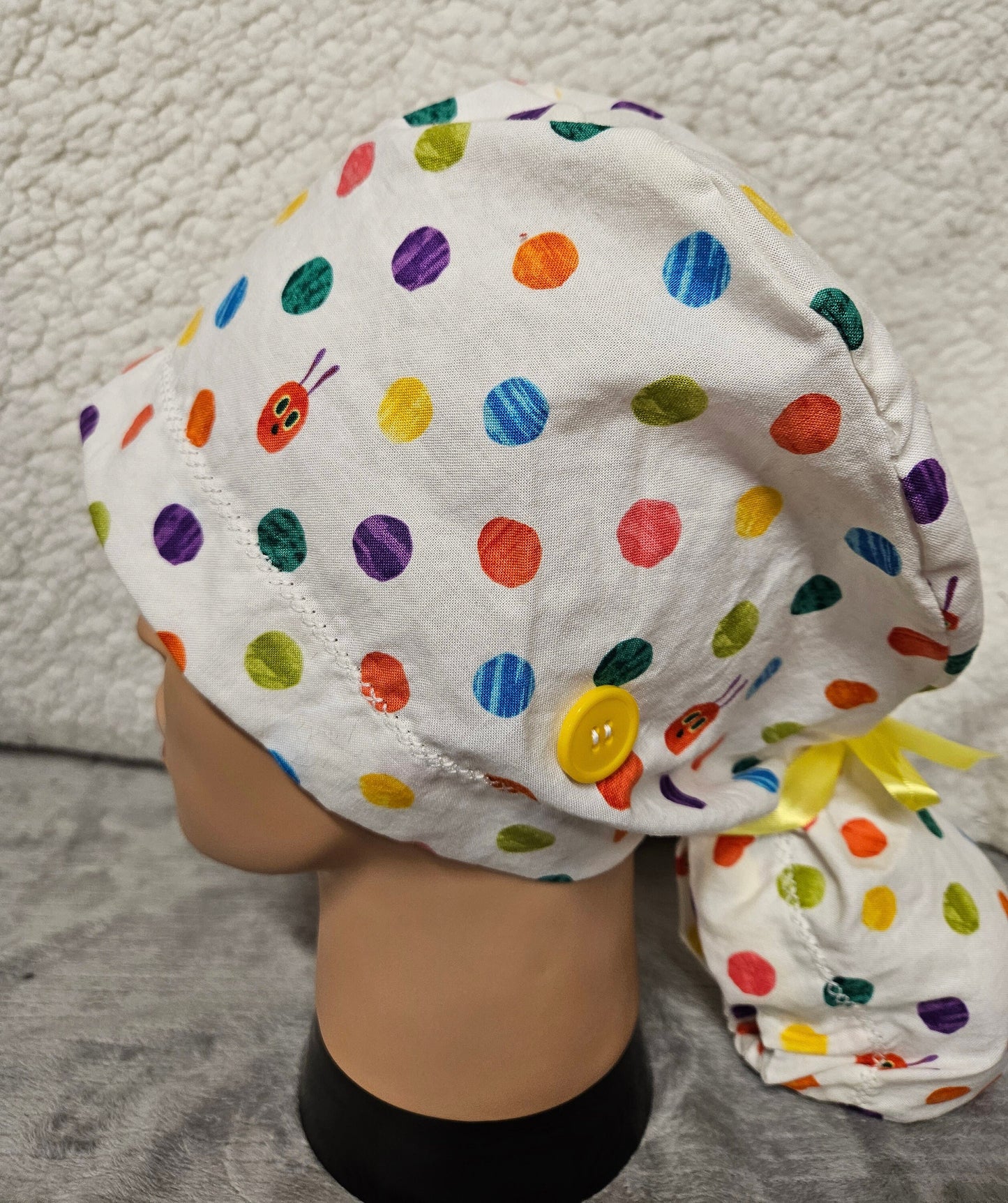 Marbles on White Background Ponytail Pouch Scrub Cap Extra Volume Hair Size