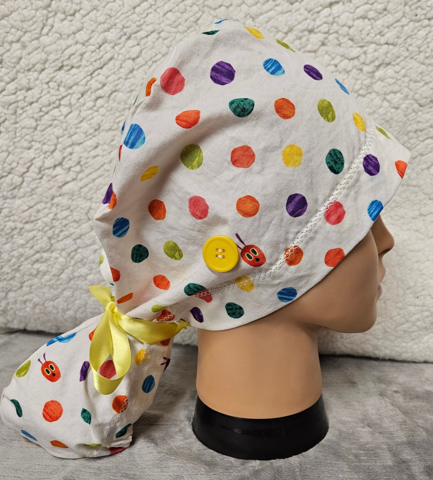 Marbles on White Background Ponytail Pouch Scrub Cap Extra Volume Hair Size