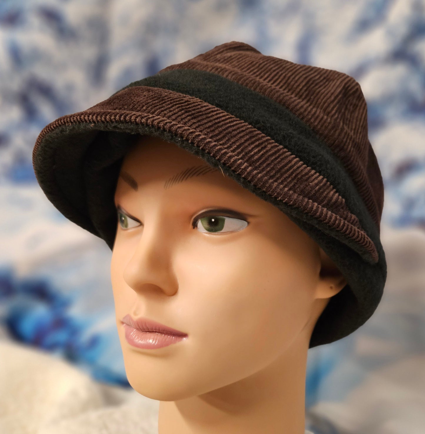Brown Corduroy with Black Fleece Band Fall and Winter Fashion Hat