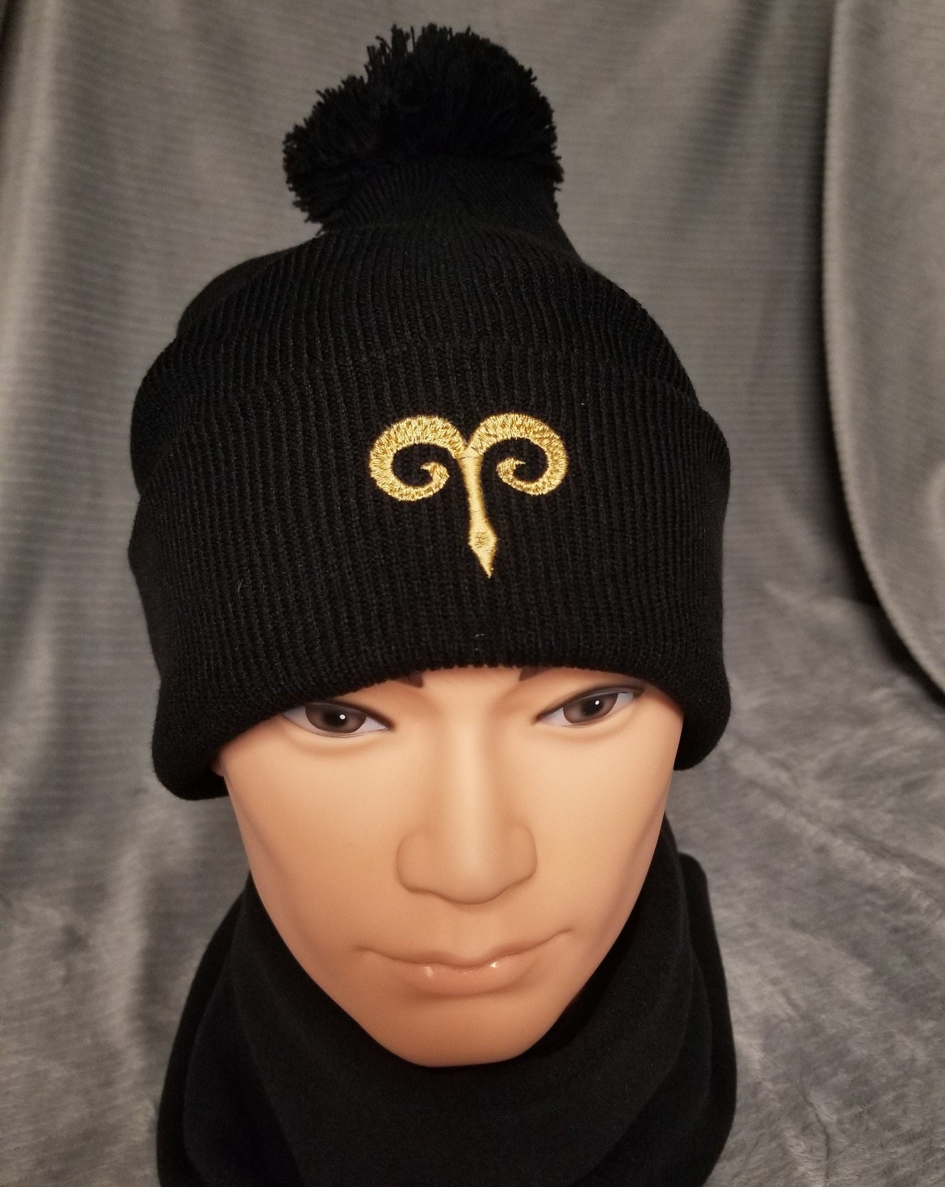 Aries Zodiac Symbol Embroidered Beanie, Horoscope Beanie, Astrology Beanie, Birthday Beanie