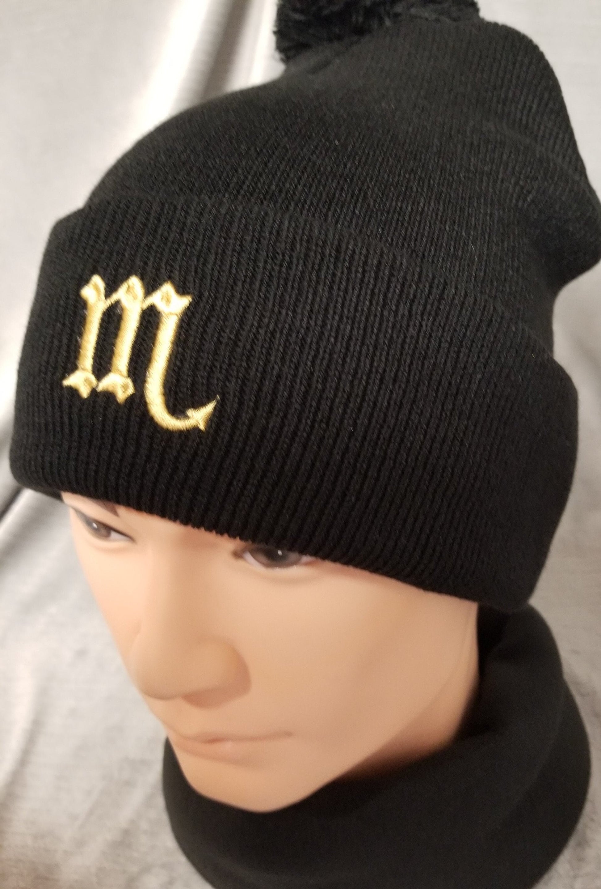 Scorpio Zodiac Symbol Embroidered Beanie, Horoscope Beanie, Astrology Beanie, Birthday Beanie