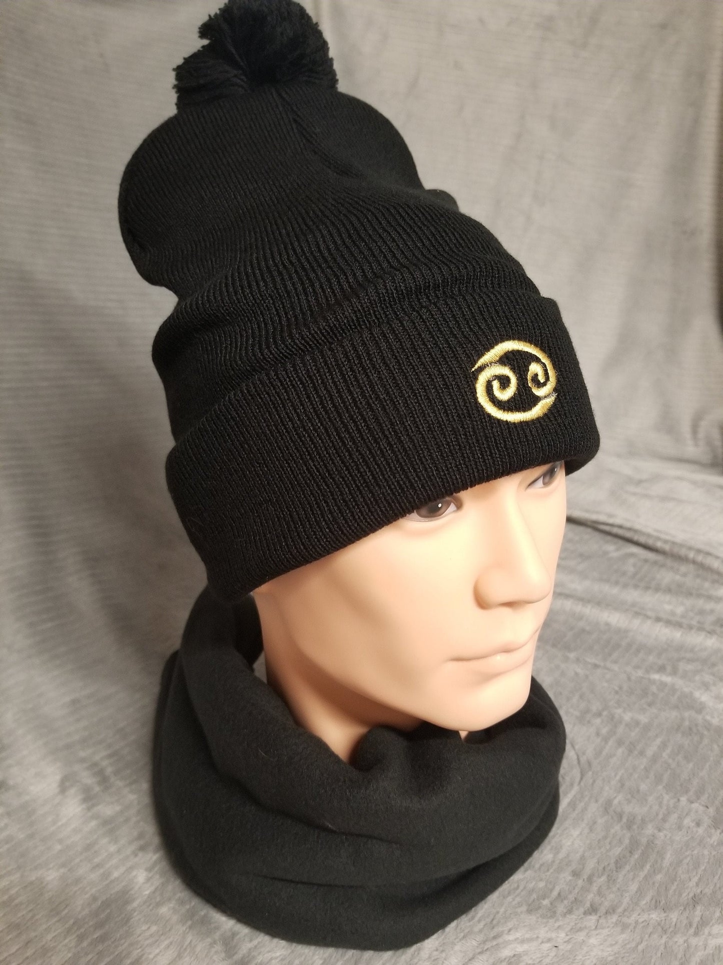 Cancer Zodiac Symbol Embroidered Beanie, Horoscope Beanie, Astrology Beanie, Birthday Beanie