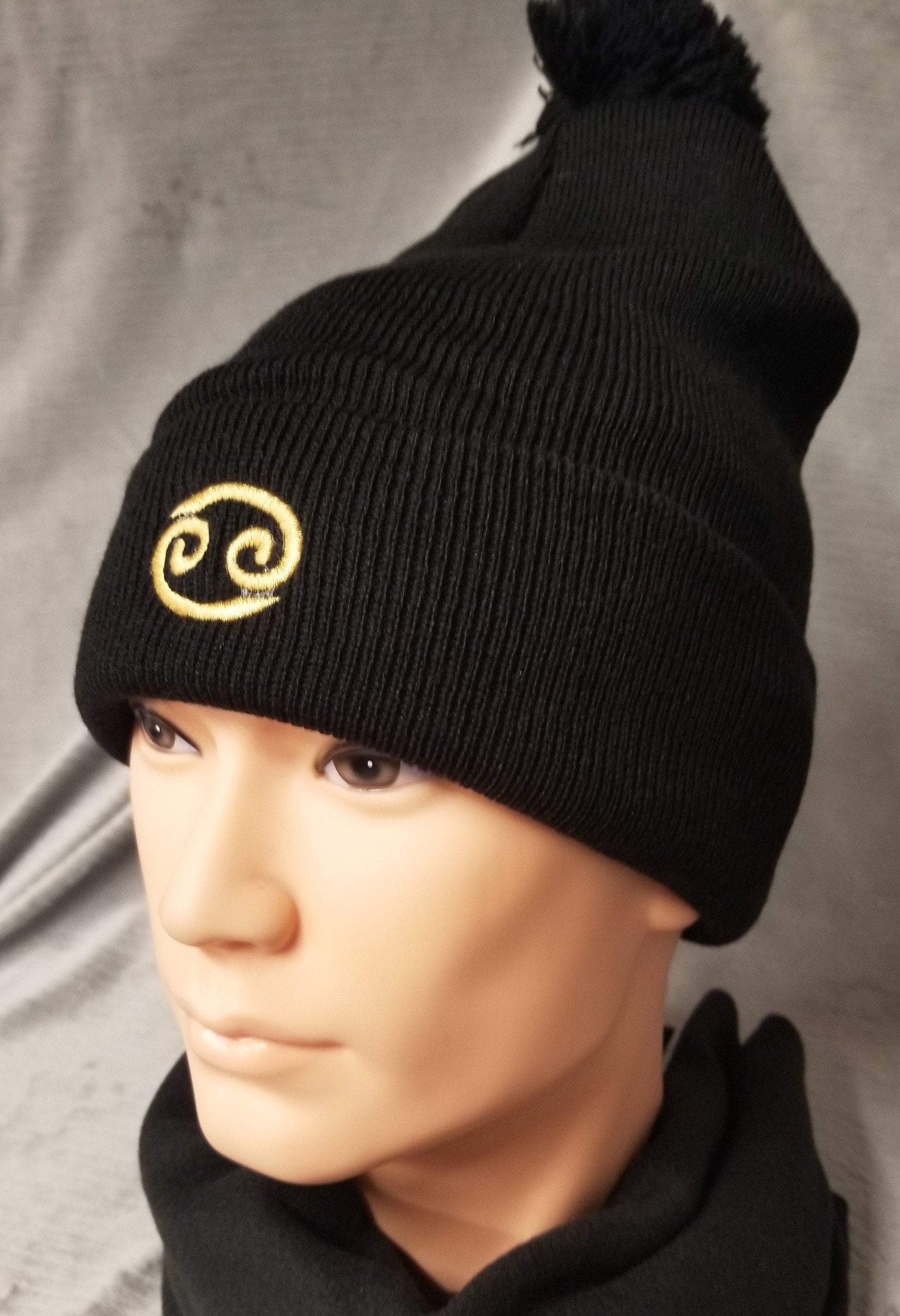 Cancer Zodiac Symbol Embroidered Beanie, Horoscope Beanie, Astrology Beanie, Birthday Beanie