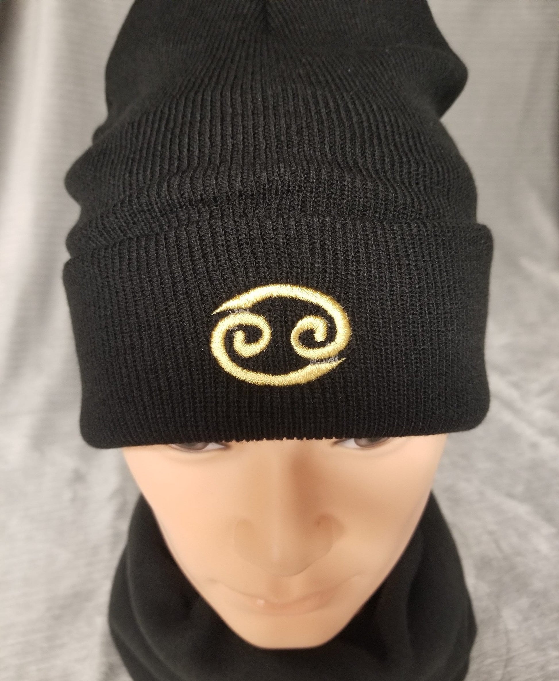 Cancer Zodiac Symbol Embroidered Beanie, Horoscope Beanie, Astrology Beanie, Birthday Beanie
