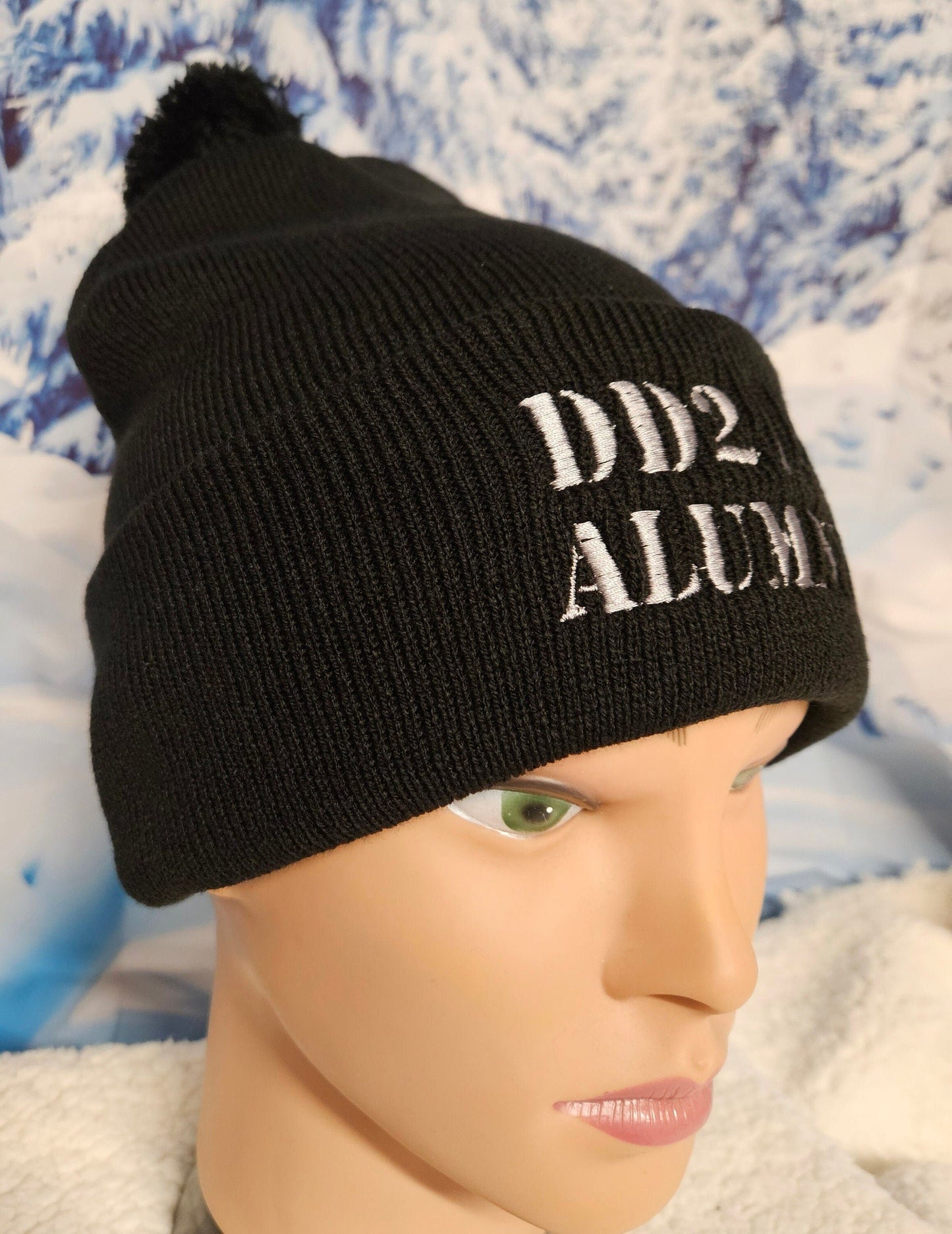Black DD214 ALUMNI Embroidered Beanie