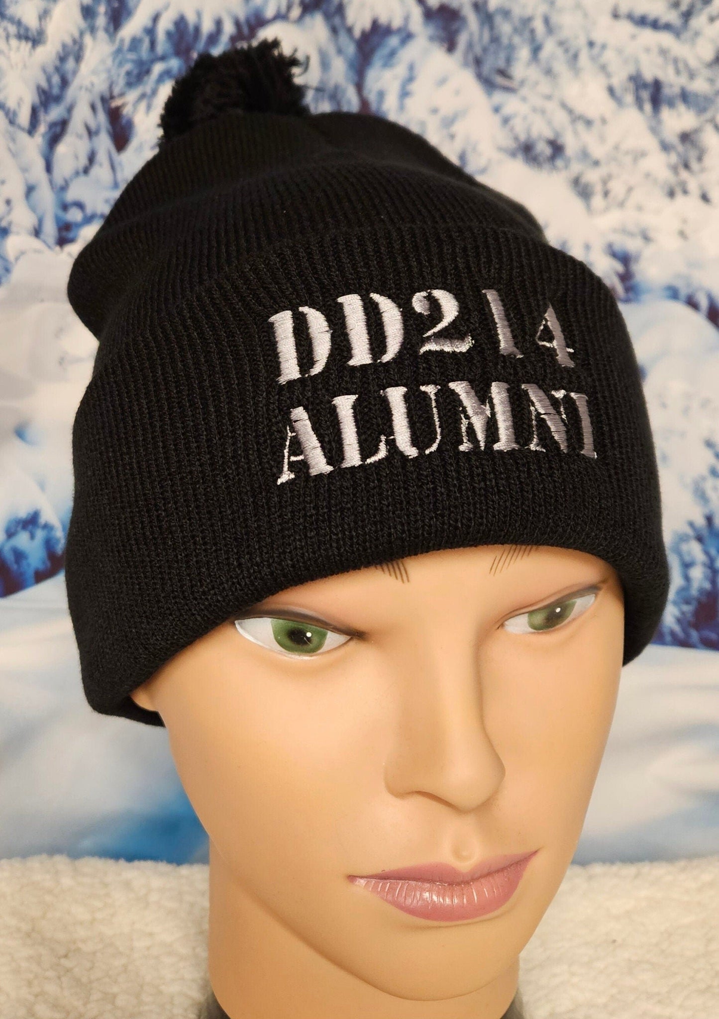 Black DD214 ALUMNI Embroidered Beanie