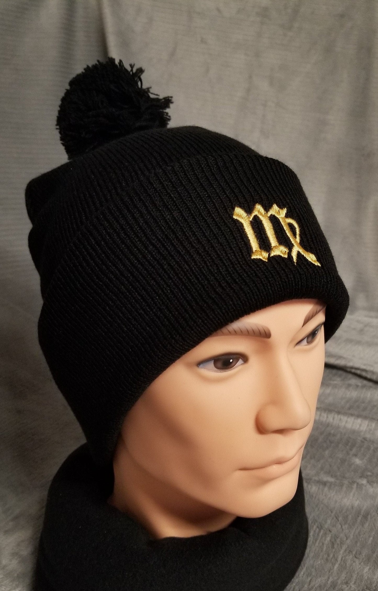 Virgo Zodiac Symbol Embroidered Beanie, Horoscope Beanie, Astrology Beanie, Birthday Beanie