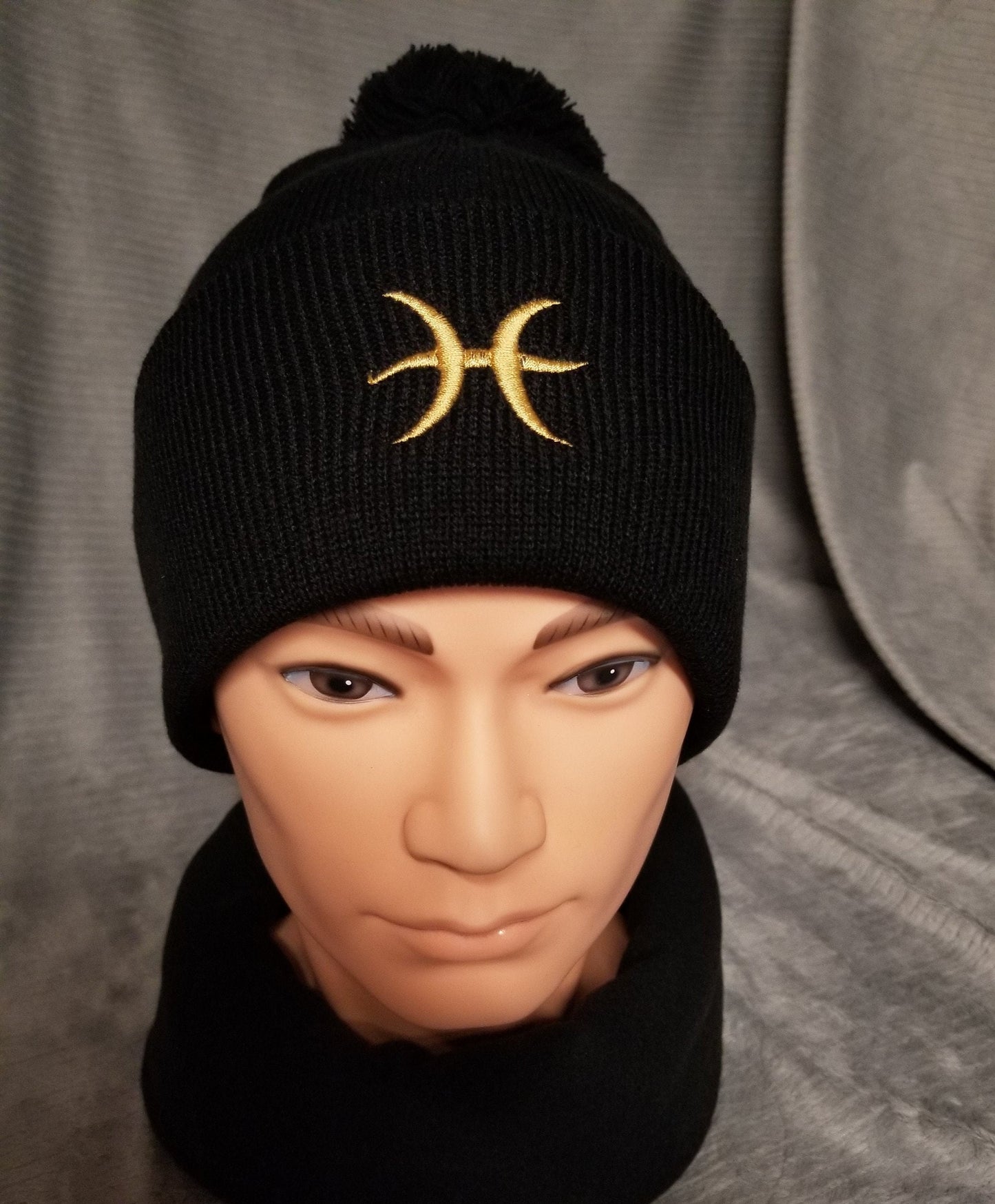 Pisces Zodiac Symbol Embroidered Beanie, Horoscope Beanie, Astrology Beanie, Birthday Beanie