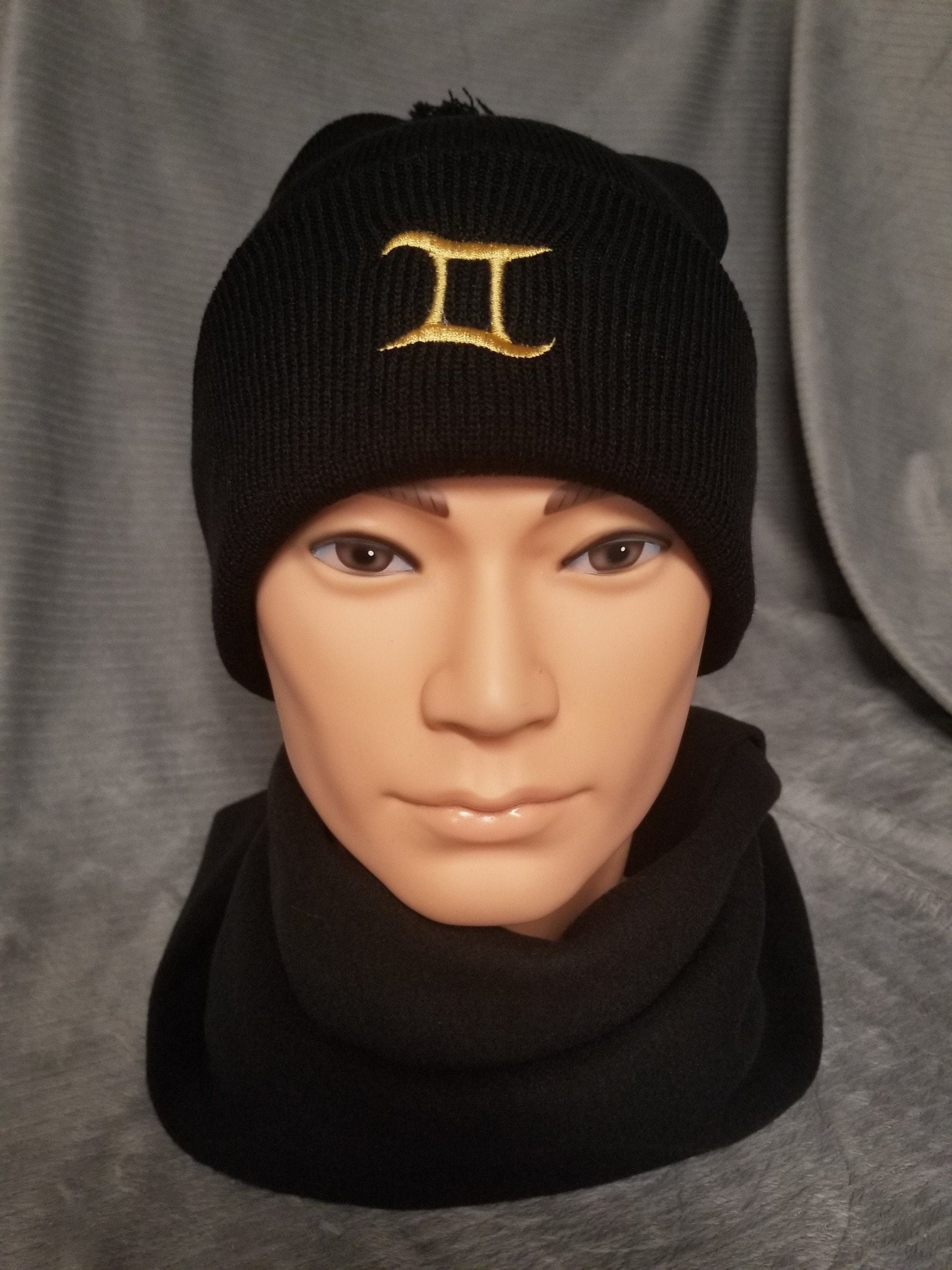 Gemini Zodiac Symbol Embroidered Beanie, Horoscope Beanie, Astrology Beanie, Birthday Beanie