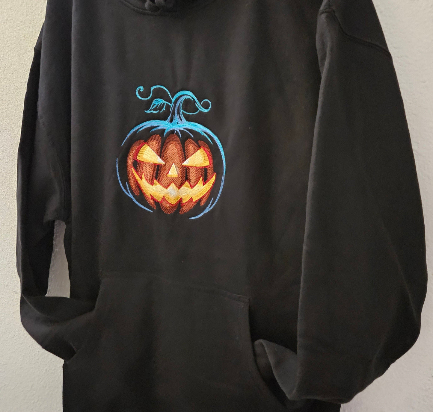 Pumpkin Embroidered Hoodie, Halloween Hoodie, Jack o Lantern Hoodie, Embroidered Jack O Lantern Hoodie, Embroidered Hoodie