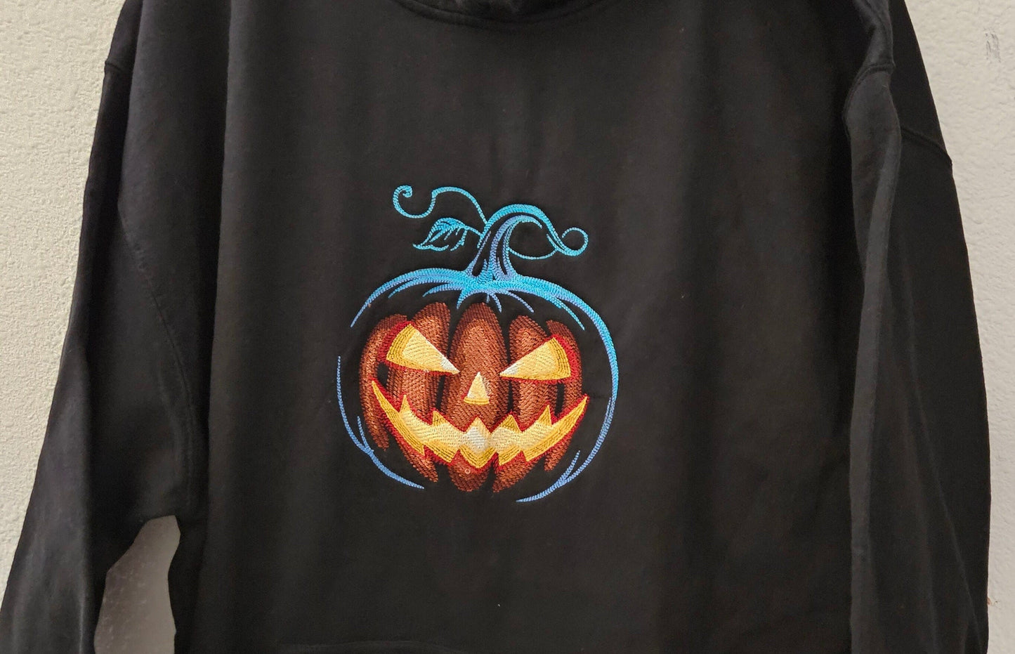 Pumpkin Embroidered Hoodie, Halloween Hoodie, Jack o Lantern Hoodie, Embroidered Jack O Lantern Hoodie, Embroidered Hoodie