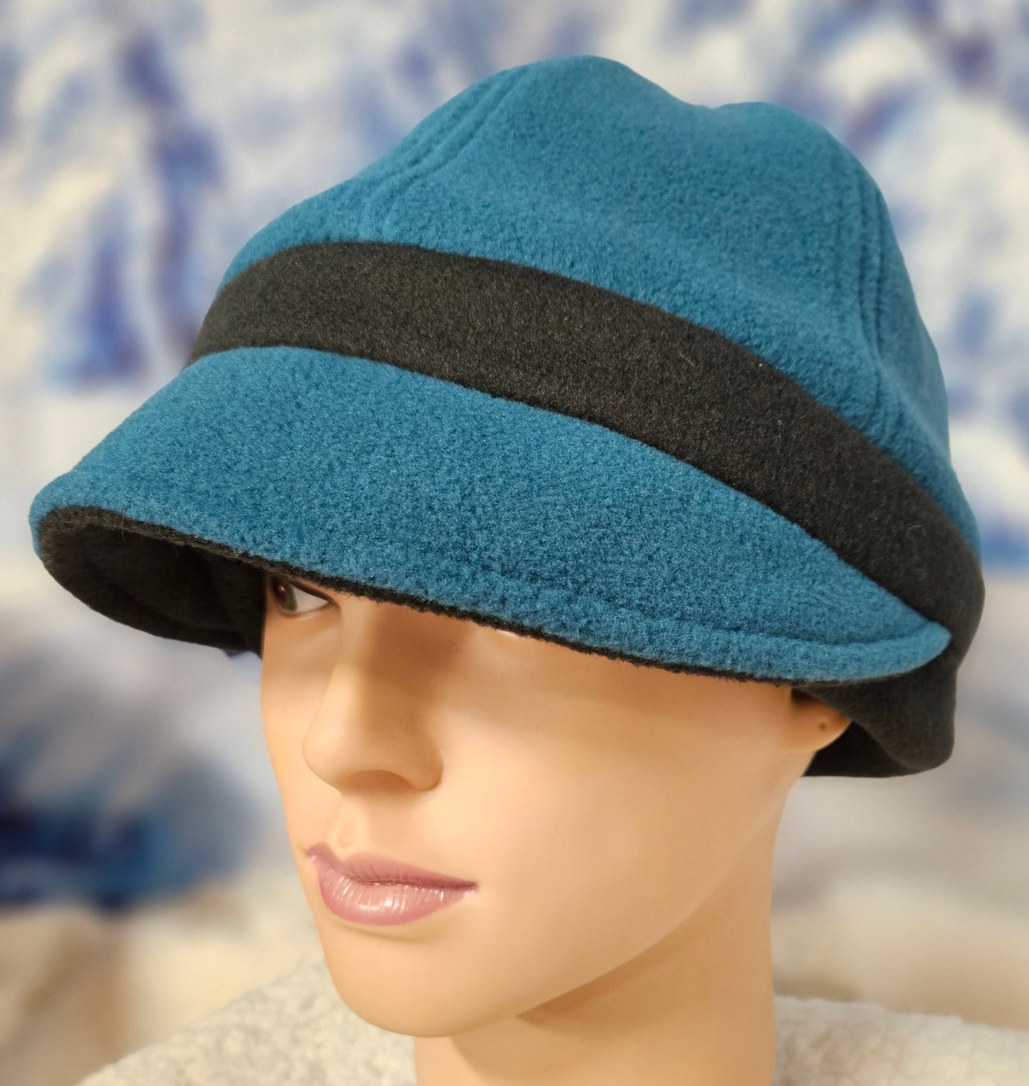 Teal Blue with Black Fleece Band Winter Fashion Hat