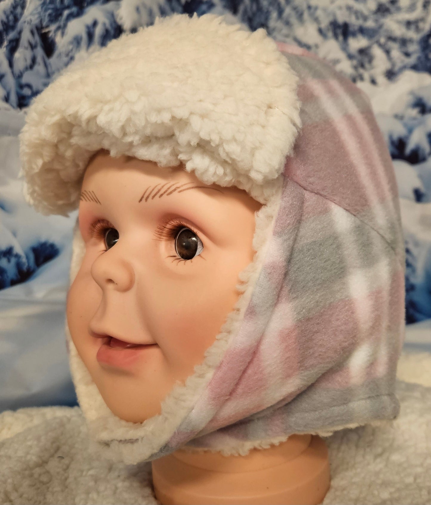 Pink and Gray Plaid Children's Winter Hat