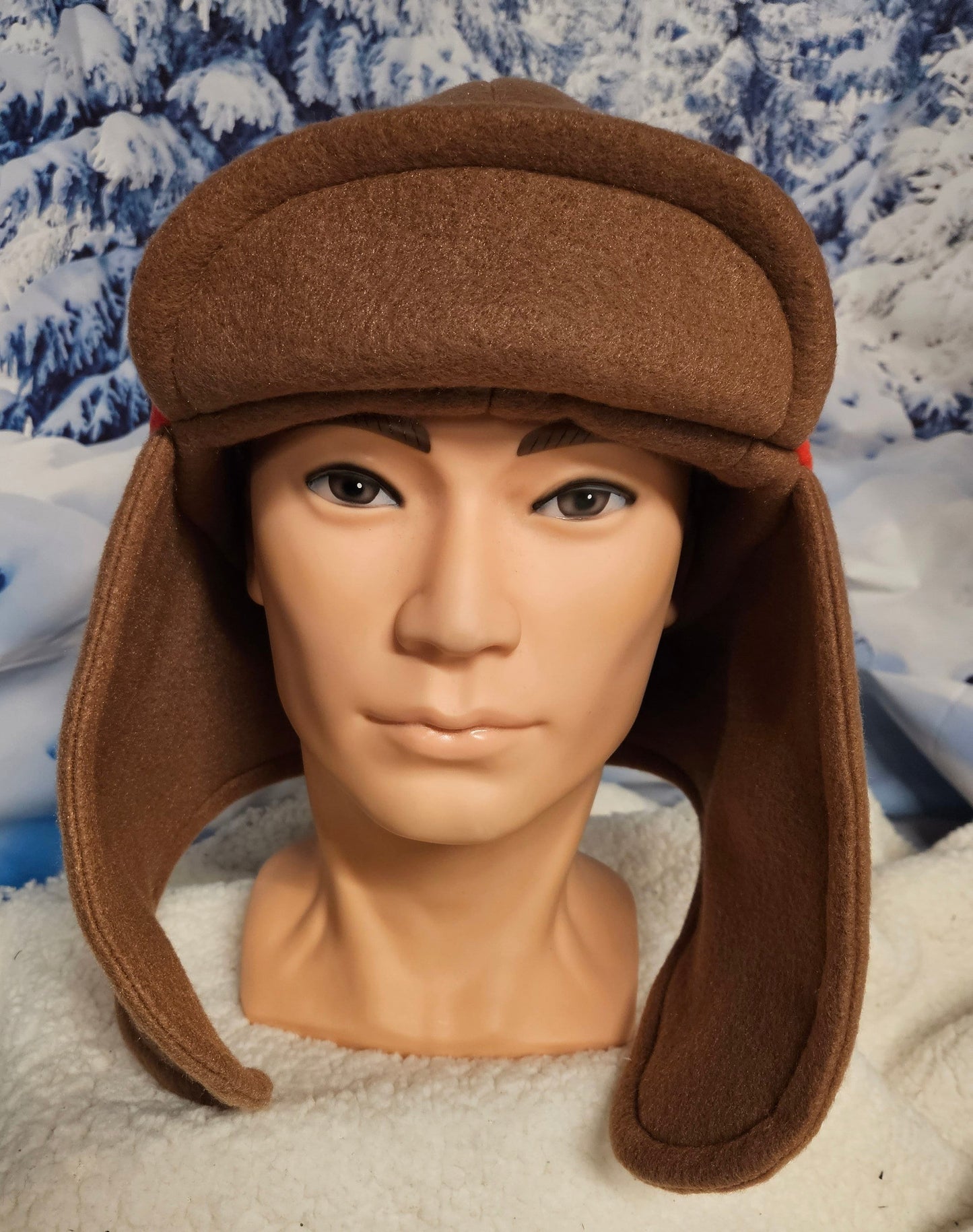 Brown and Red Accent Adult Winter Hat