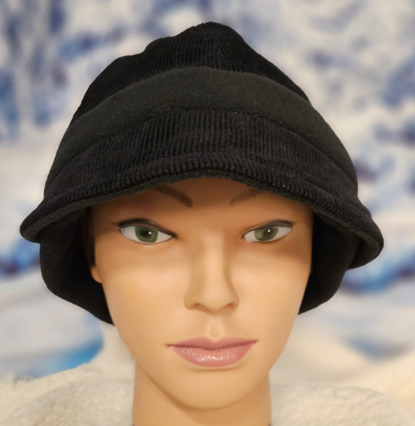 Black Corduroy with Black Fleece Band Fall and Winter Fashion Hat