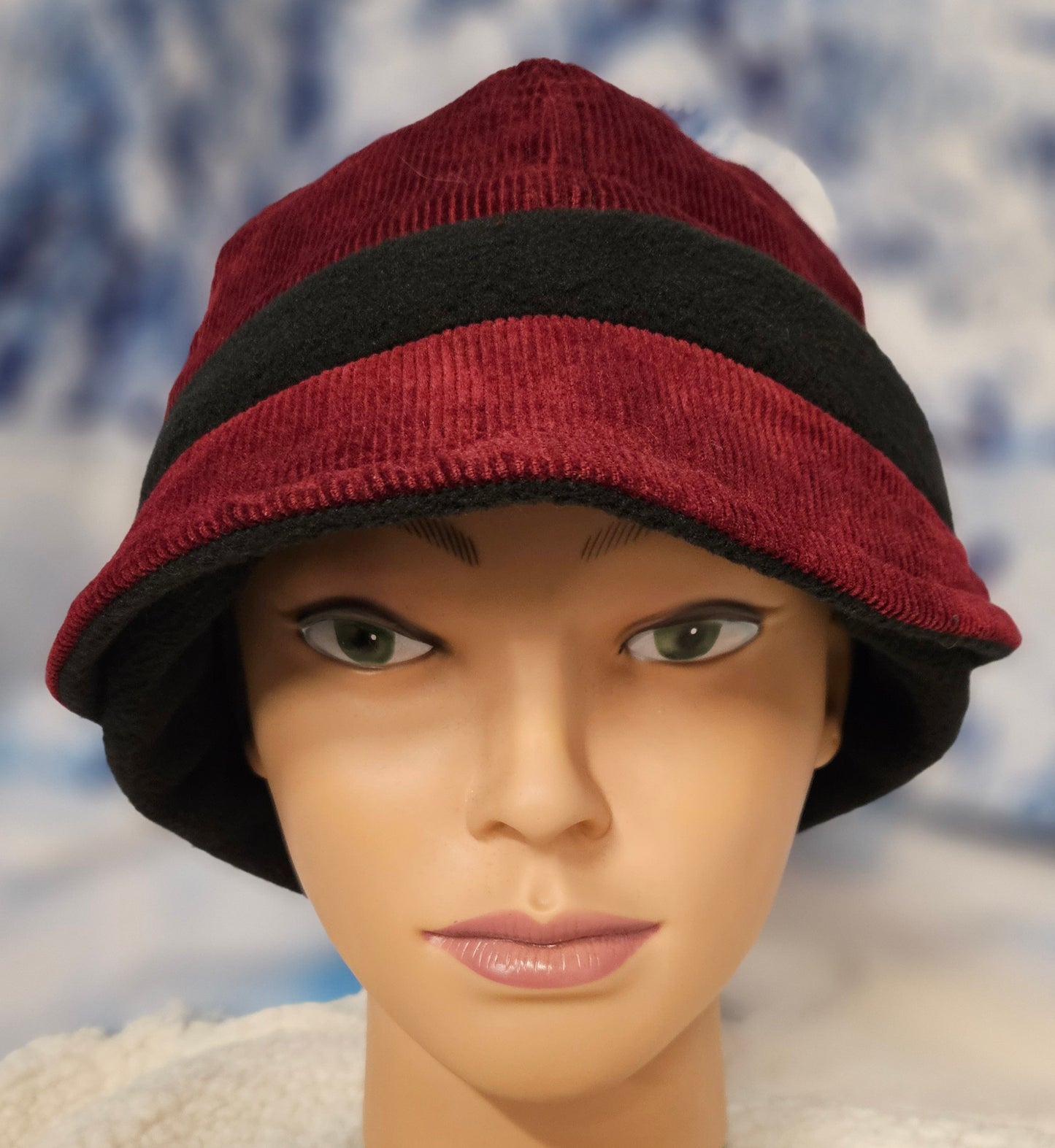 Cranberry Corduroy with Black Fleece Band Fall and Winter Fashion Hat