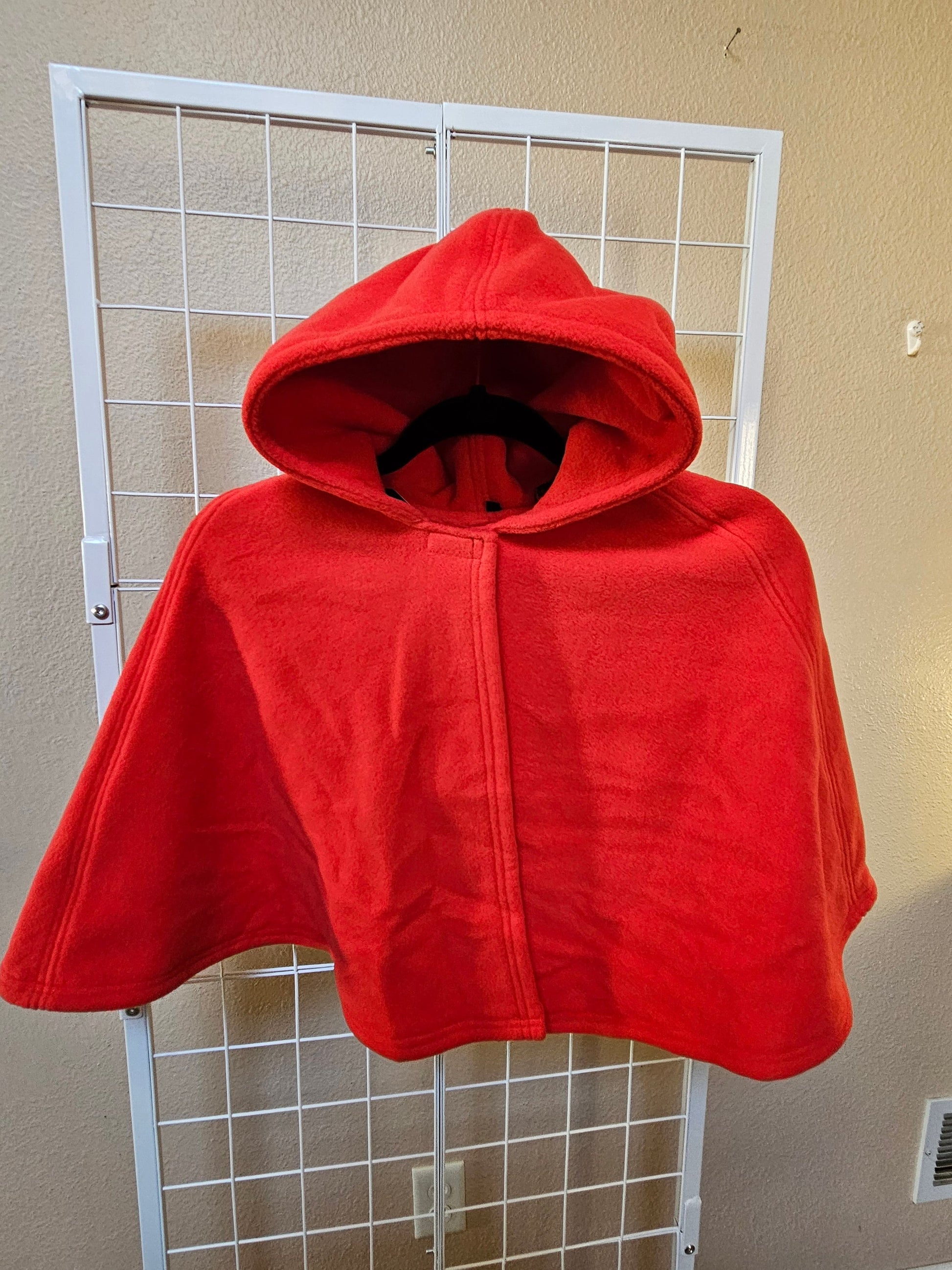 Red Hooded Poncho, Cosplay Poncho, Toddler Poncho; hook and loop cape