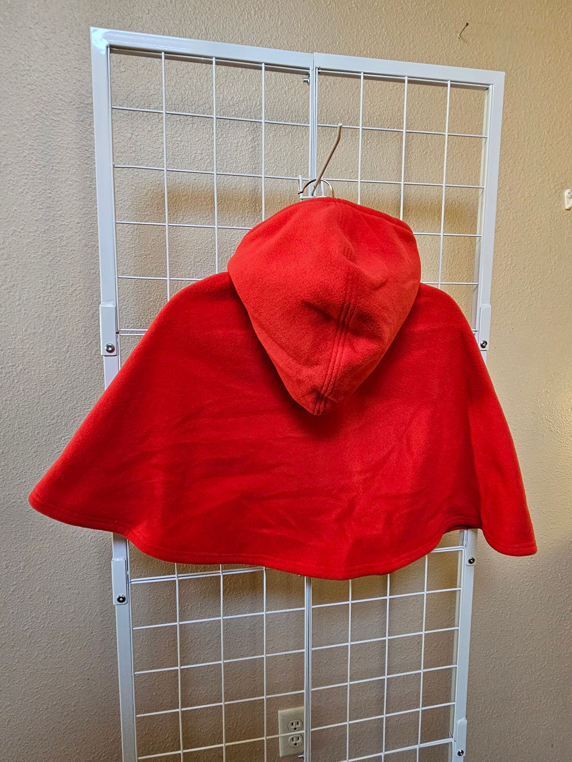 Red Hooded Poncho, Cosplay Poncho, Toddler Poncho; hook and loop cape