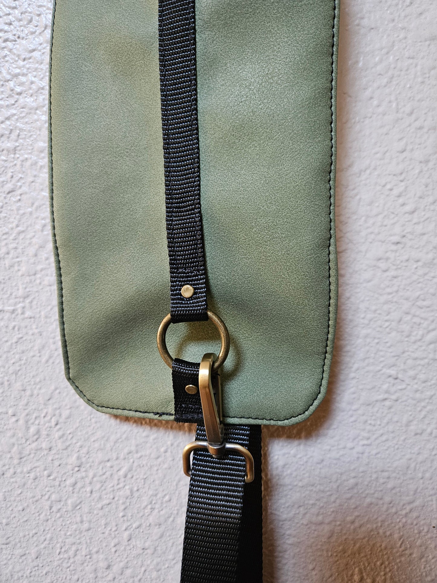 Olive Faux Mora Leather Tri Sling Bag, Crossbody Sling, Travel Sling