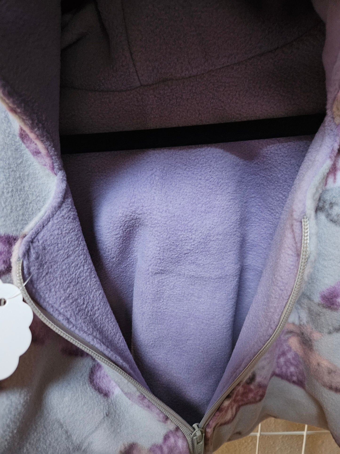 Butterflies Poncho, Car Seat Poncho, Toddler Poncho; Purple and Gray Butterflies; zippered cape