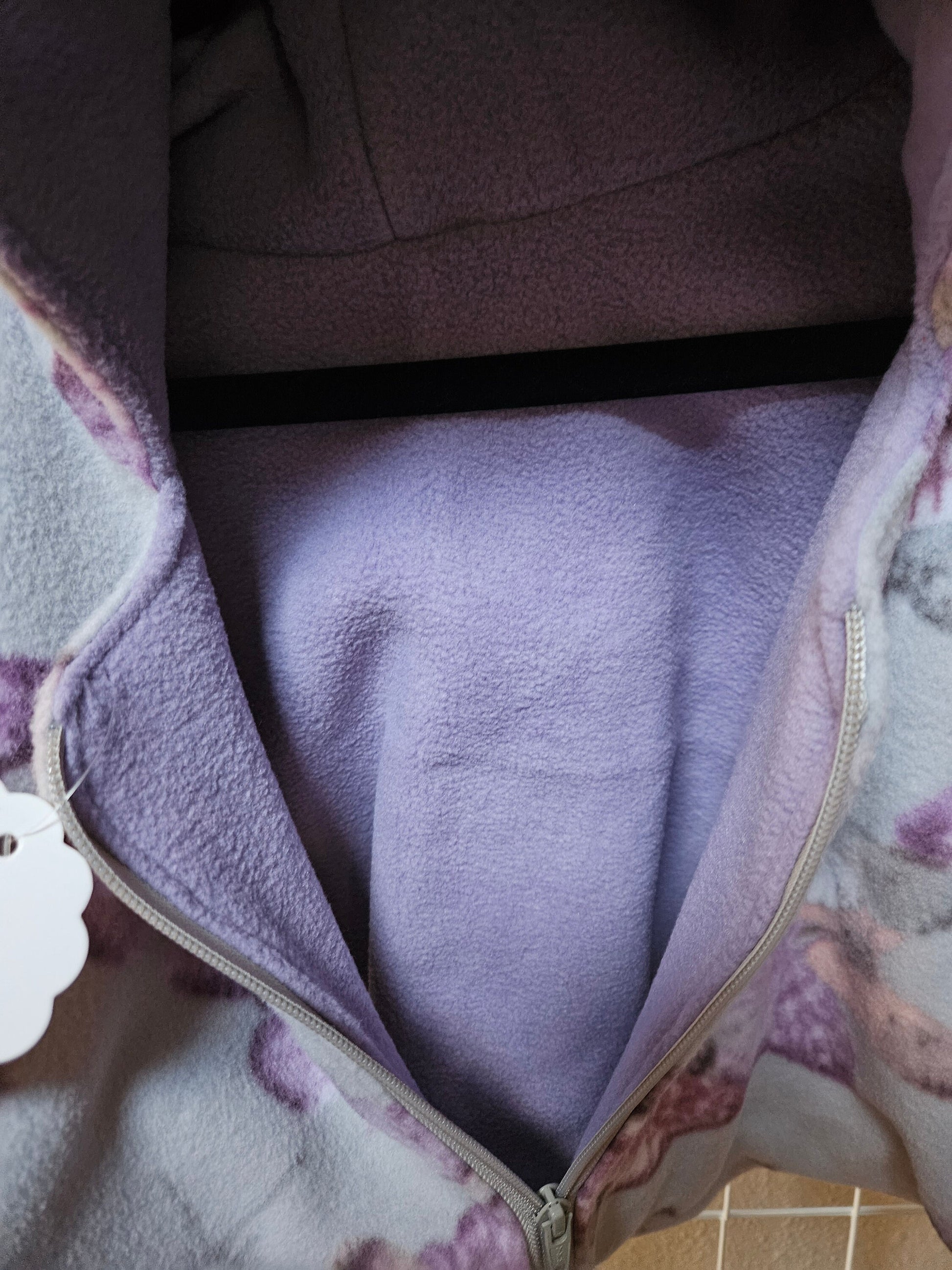 Butterflies Poncho, Car Seat Poncho, Toddler Poncho; Purple and Gray Butterflies; zippered cape