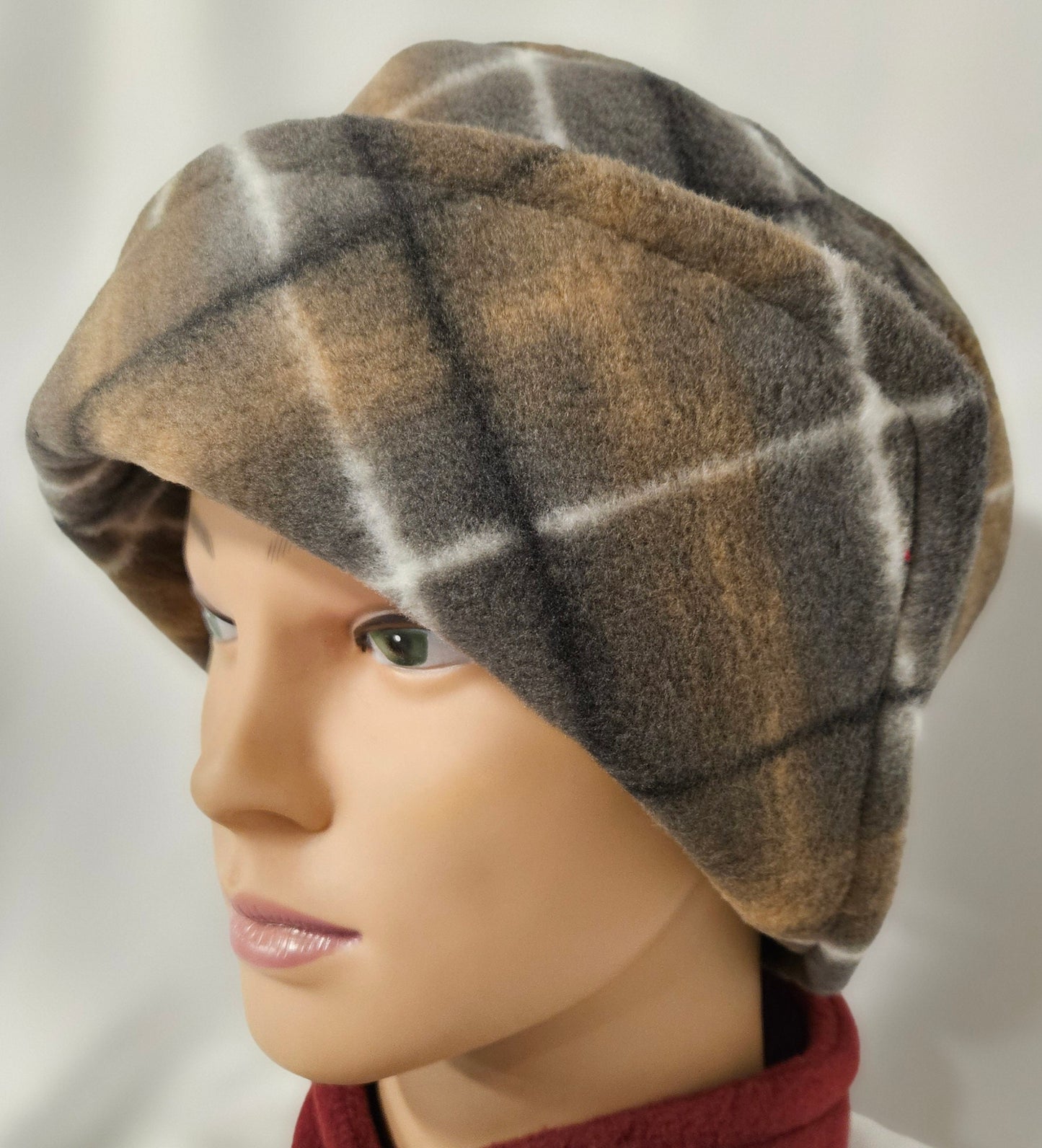 Brown Plaid Anti Pill Fleece Winter Flapper Hat