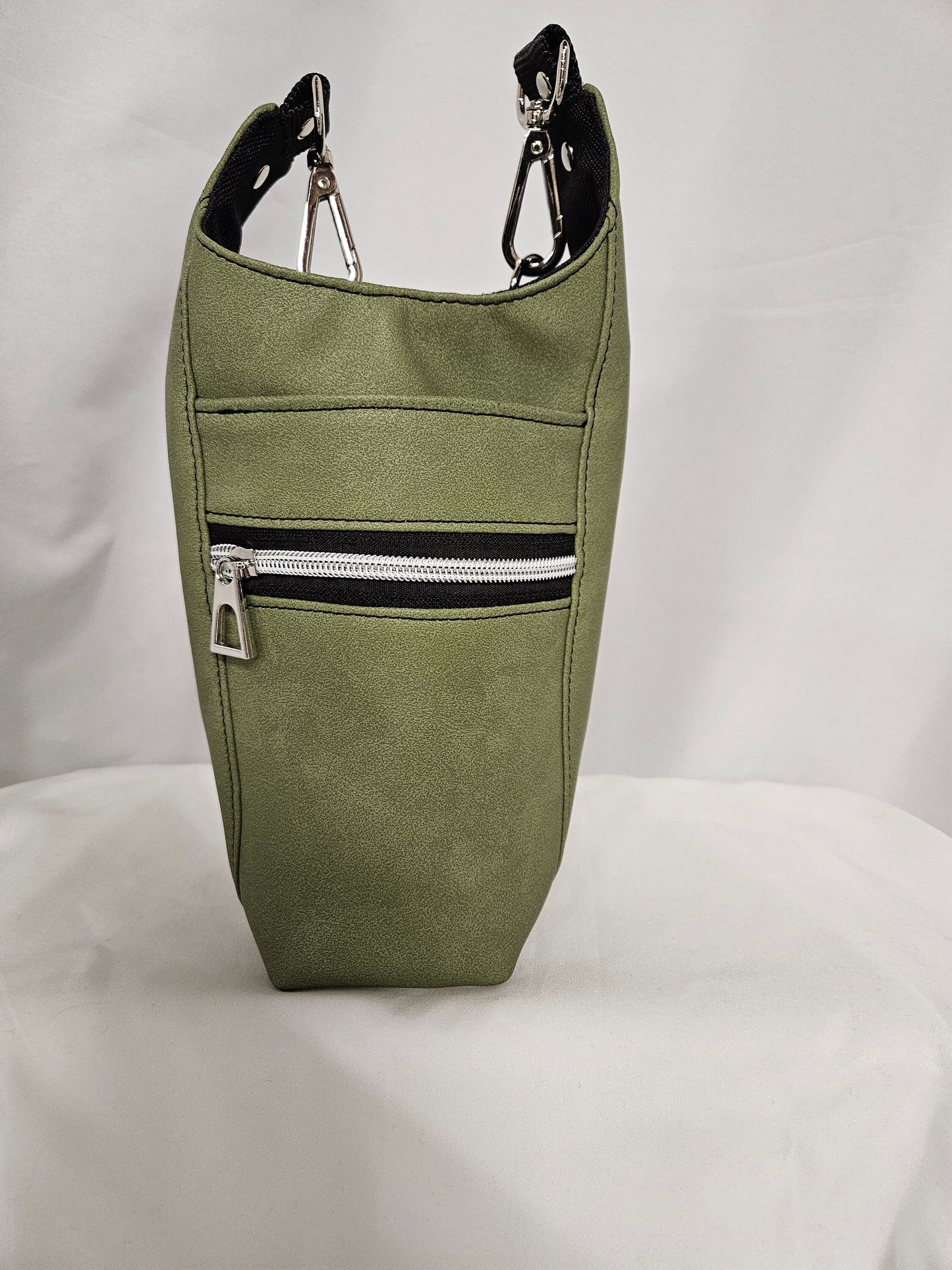 Olive Faux Mora Leather H2O Sling Bag, Crossbody Sling, Travel Sling for water bottles