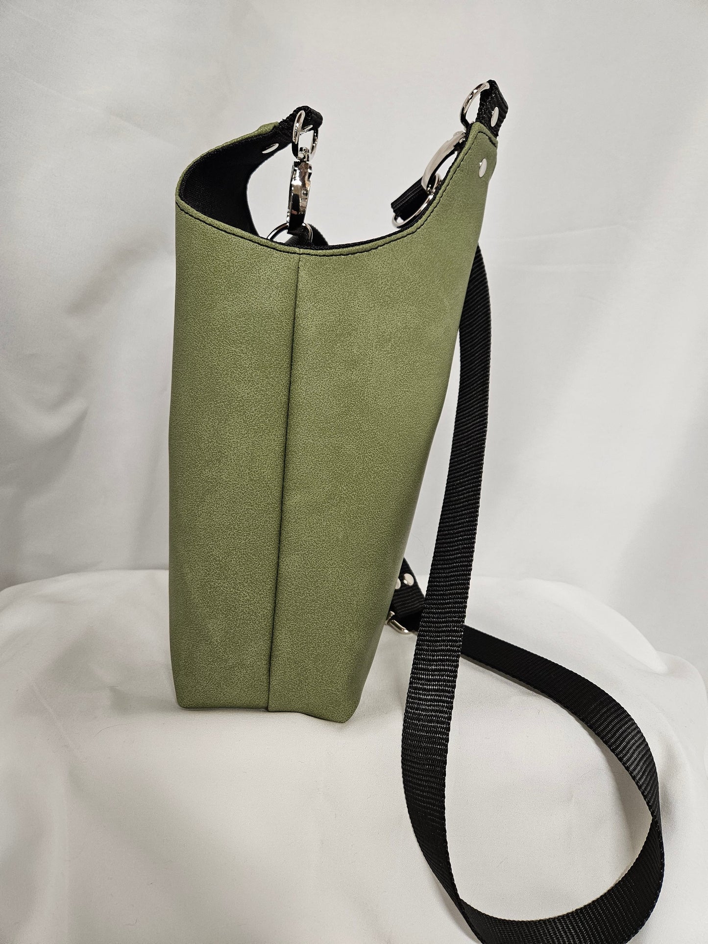 Olive Faux Mora Leather H2O Sling Bag, Crossbody Sling, Travel Sling for water bottles