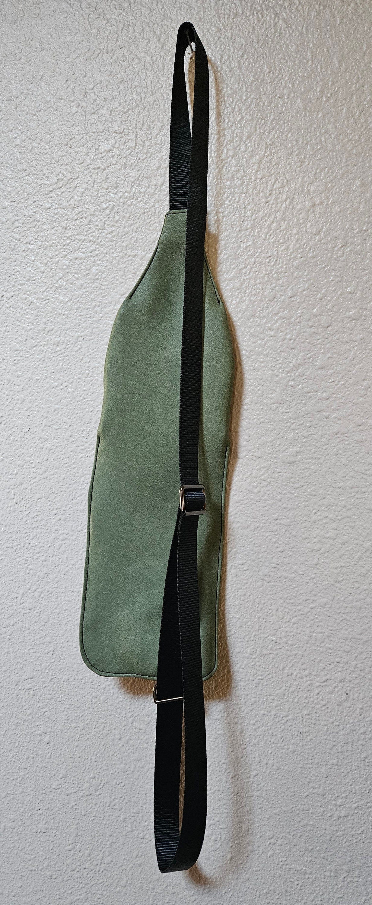 Olive Faux Mora Leather Tri Sling Bag, Crossbody Sling, Travel Sling