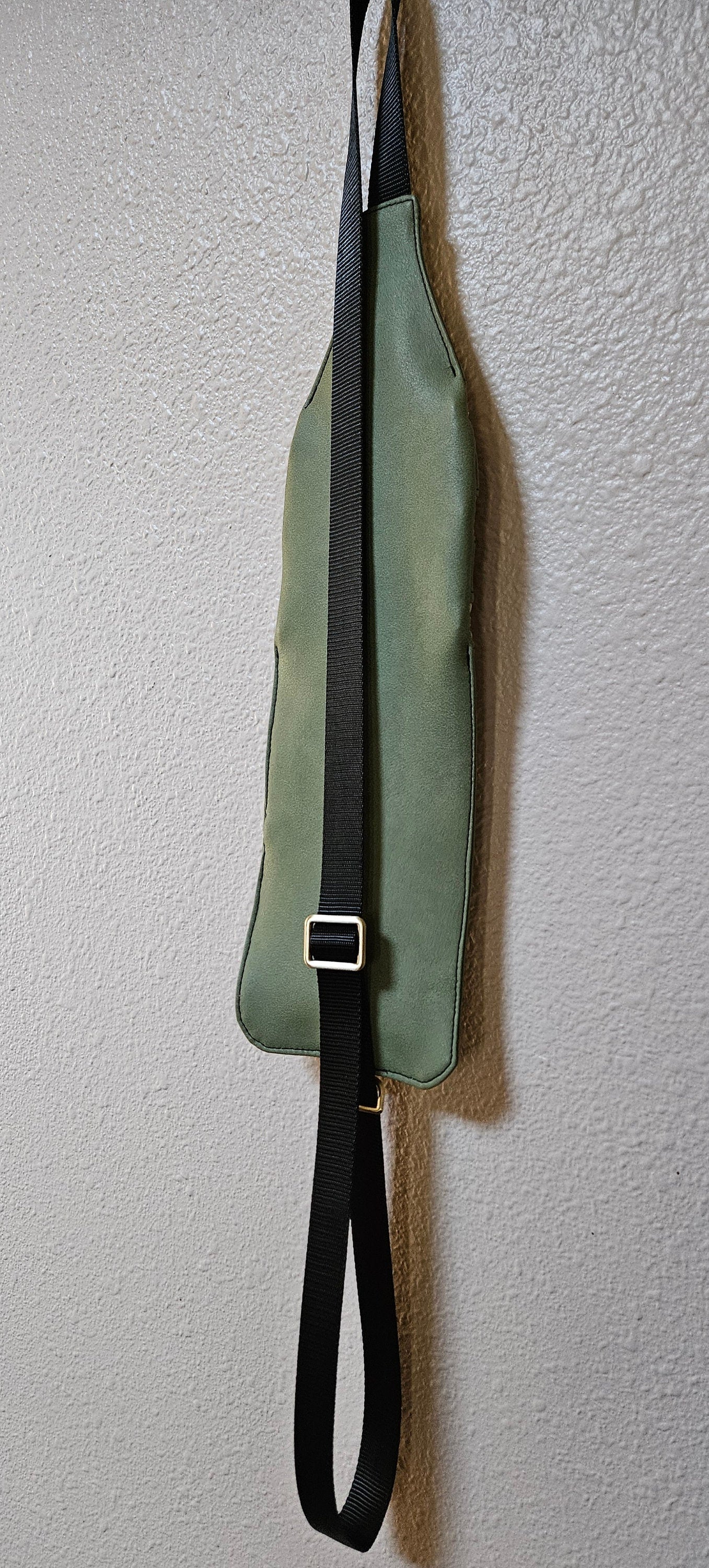 Olive Faux Mora Leather Tri Sling Bag, Crossbody Sling, Travel Sling