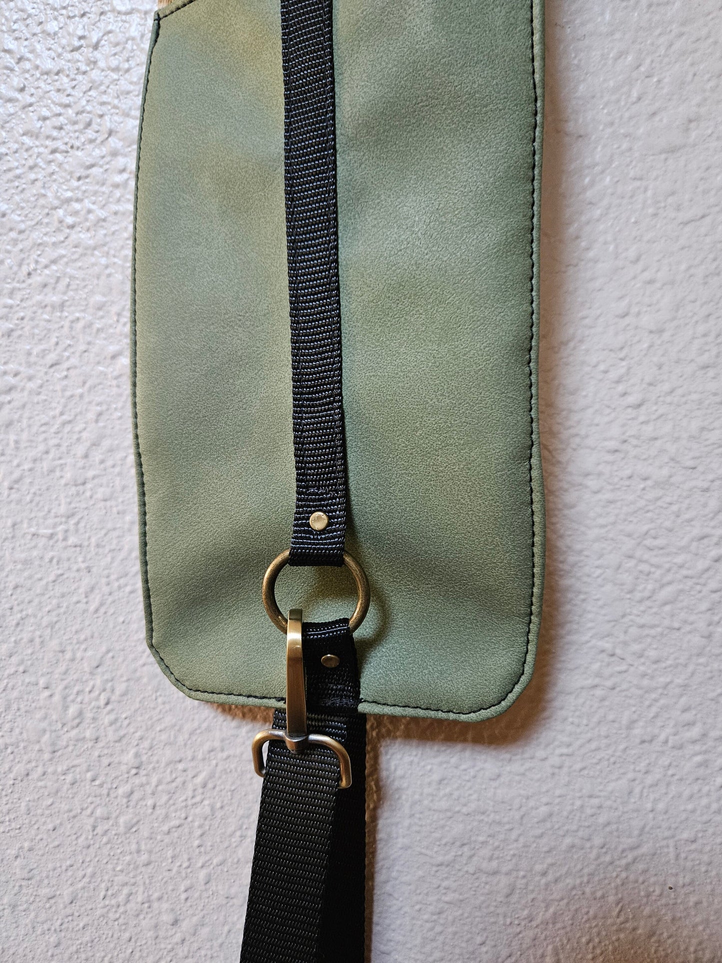 Olive Faux Mora Leather Tri Sling Bag, Crossbody Sling, Travel Sling
