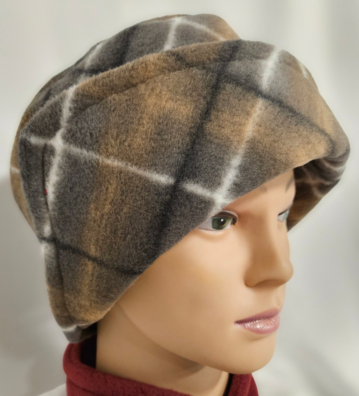 Brown Plaid Anti Pill Fleece Winter Flapper Hat