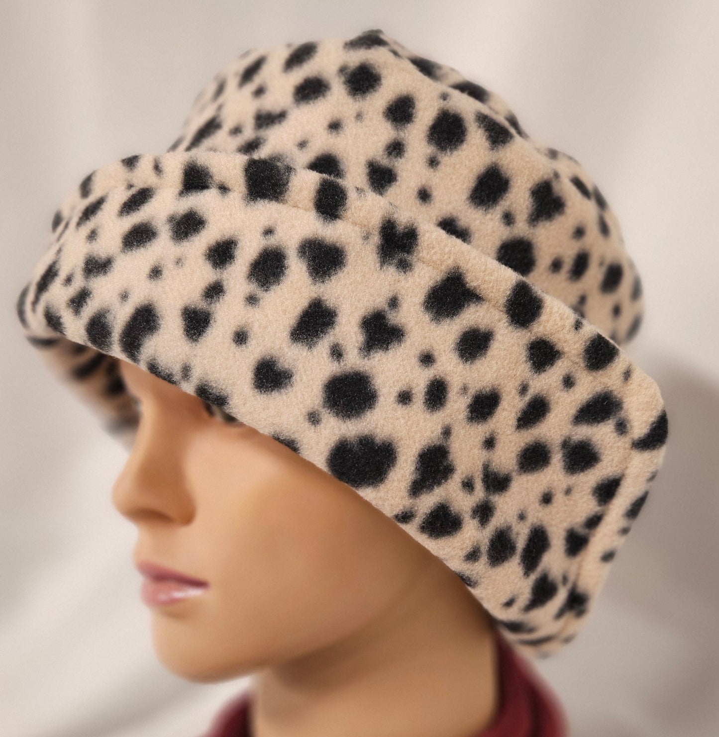 Black Spots on Beige Background Anti Pill Fleece Winter Flapper Hat