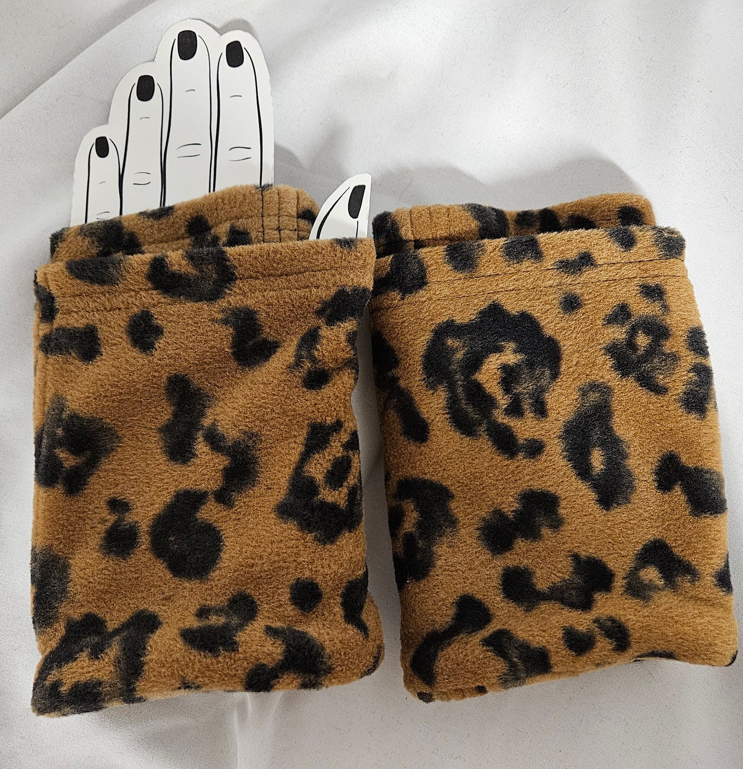Cheetah Print Fleece Fingerless Gloves