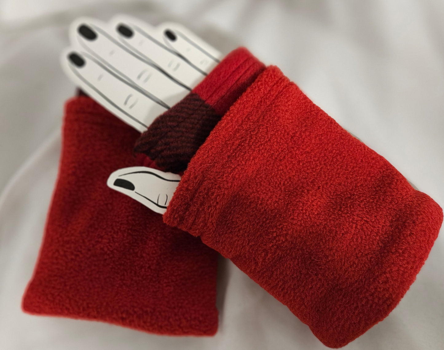 Yellow and Gray Plaid Fleece Fingerless Gloves