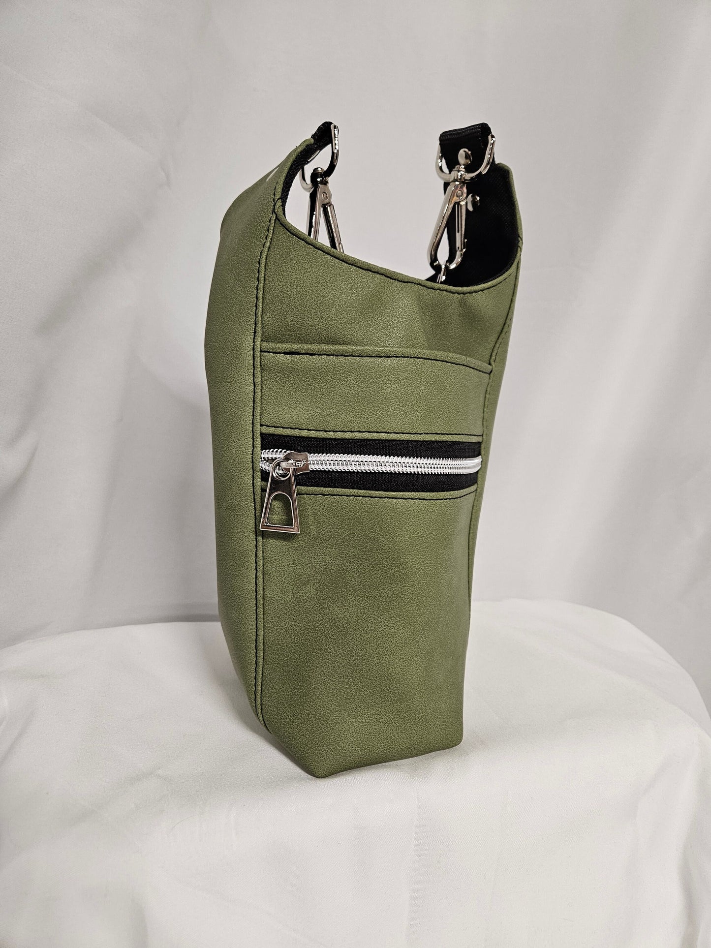 Olive Faux Mora Leather H2O Sling Bag, Crossbody Sling, Travel Sling for water bottles