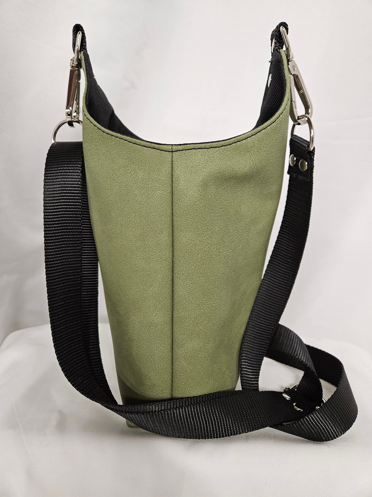 Olive Faux Mora Leather H2O Sling Bag, Crossbody Sling, Travel Sling for water bottles